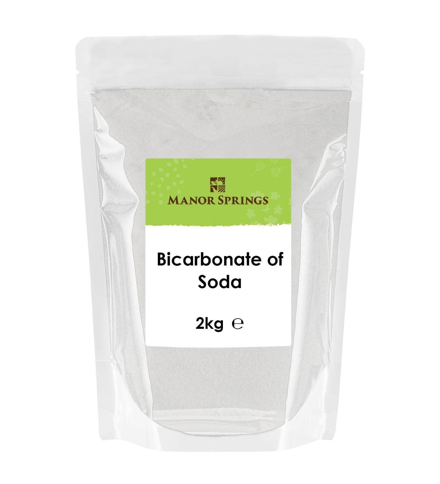 Baking Soda Sodium Bicarbonate 2kg by Manor Springs - Pure Baking Soda for Baking Cleaning Bath Bombs