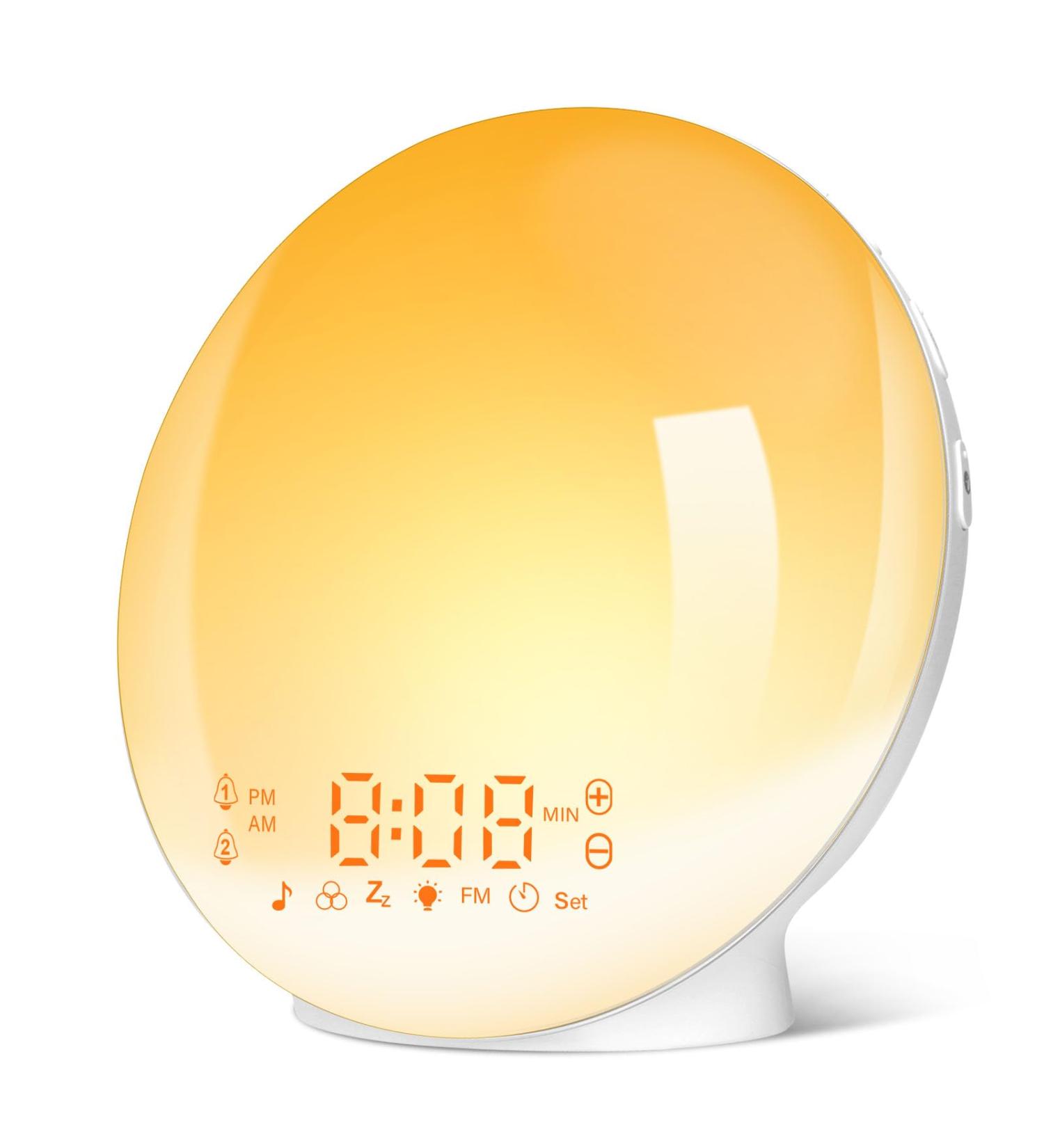 Baozily Light Alarm Clock Sunrise Sunset Simulation Double Alarms Snooze FM Radio & 11 Color Options Wake Up Naturally! - Buy Online on SooperMarket.com