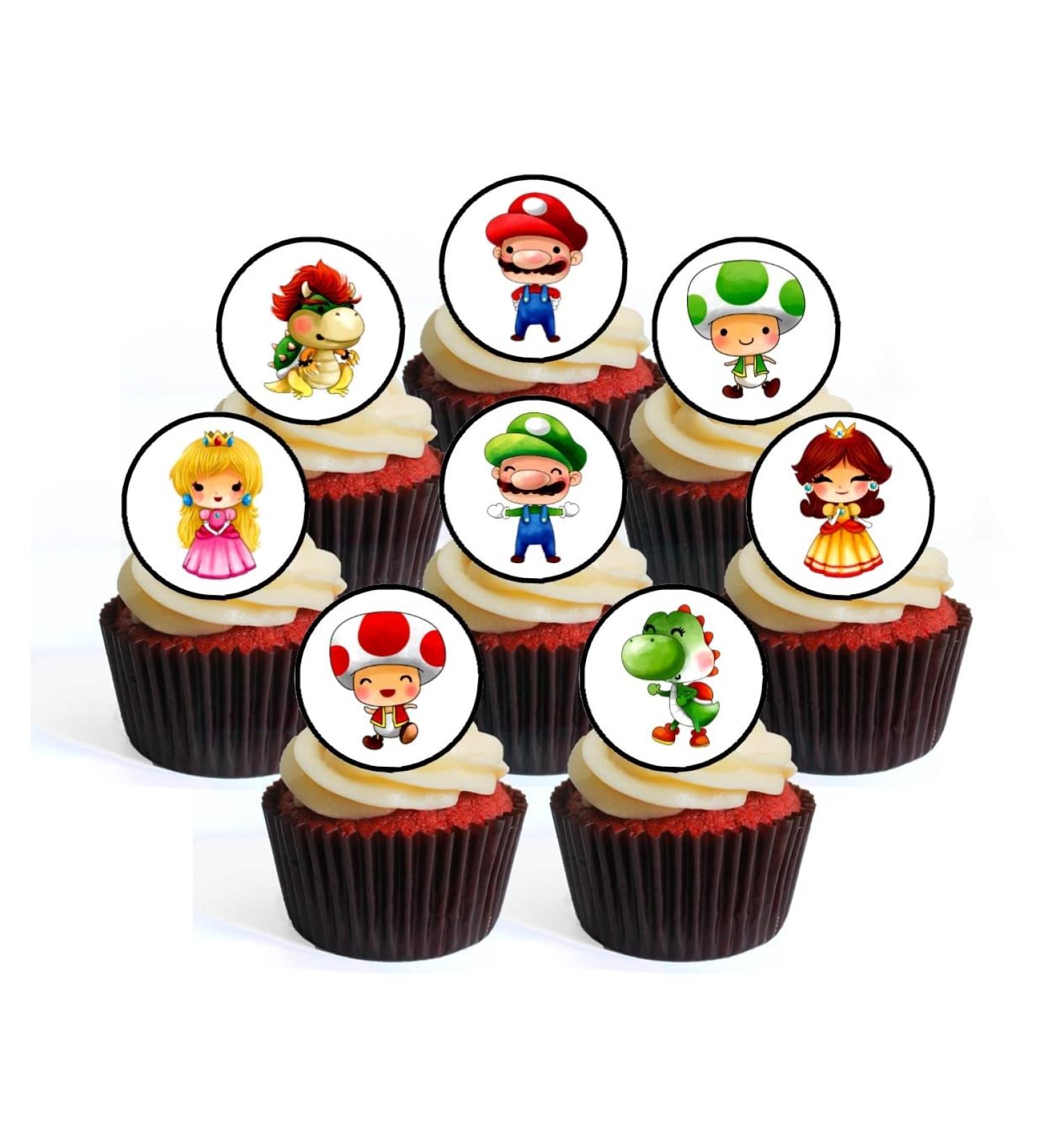 24 Super Plumber Theme Edible Premium Thickness SWEETENED Vanilla Wafer Rice Paper Discs Cupcake Toppers/Decorations - Buy Online on SooperMarket.com