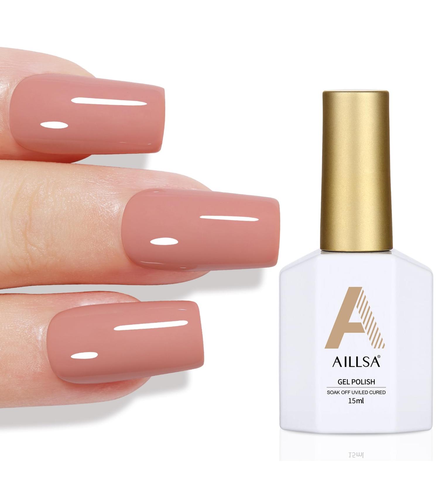 AILLSA Nude Gel Nail Polish 15 ML - Red Nude Color Gel Varnish | Soak Off UV/LED | Autumn & Winter Shade | Salon & Home Use - Buy Online on SooperMarket.com