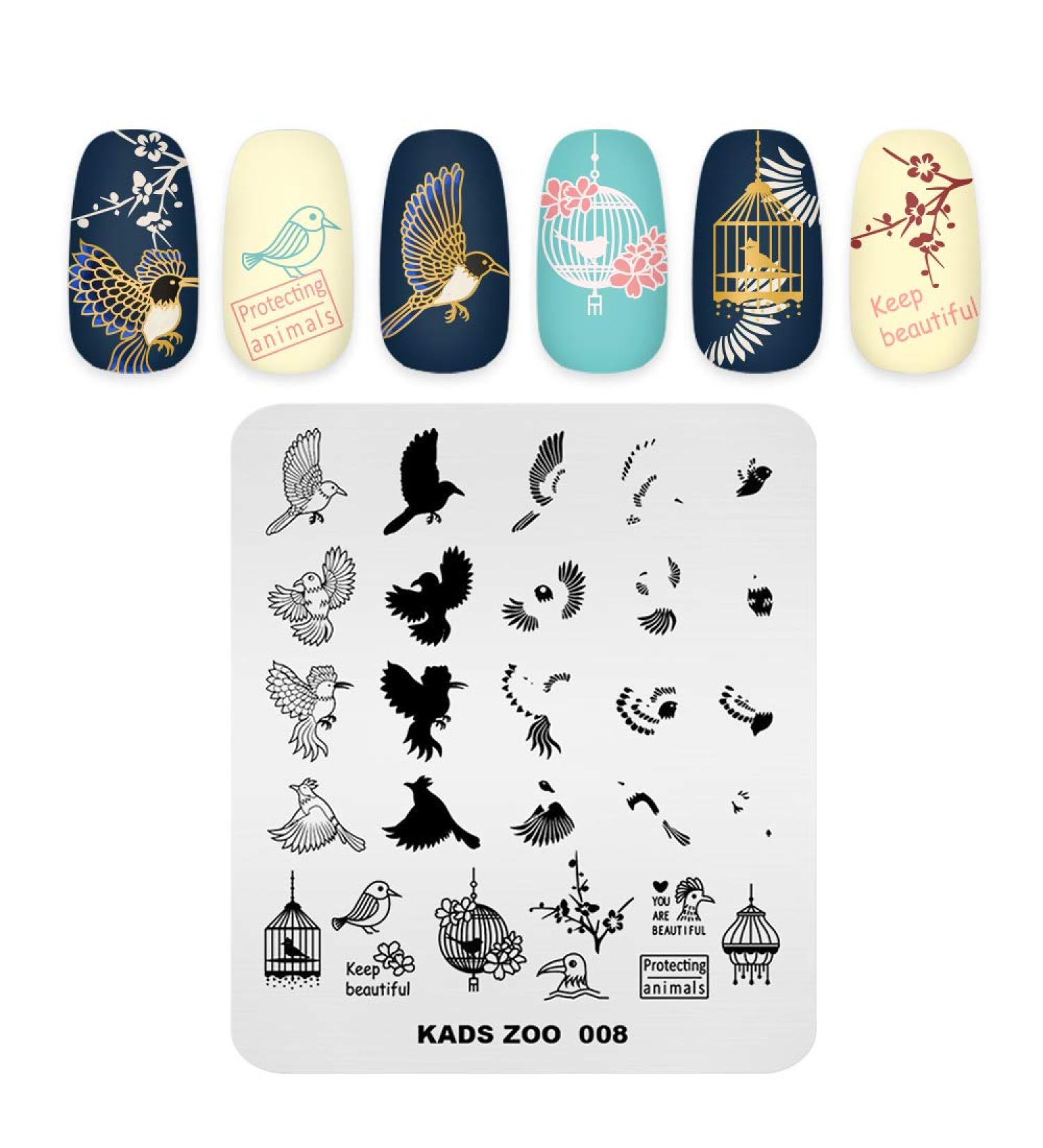 Alexnailart Feathers Bird Eagle Design Stamping Plate - Nail Art Stamping Template (ZO008) - Buy Online on SooperMarket.com