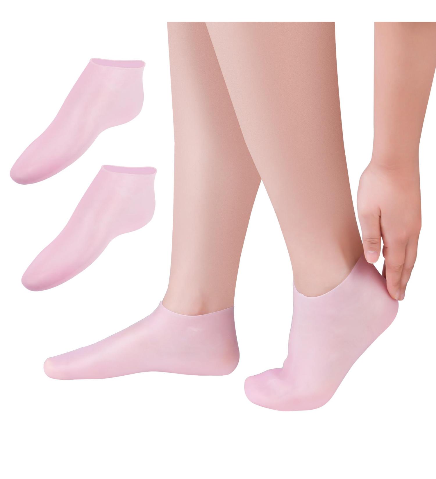 Soft Gel Foot Peel Mask & Moisturizing Silicone Socks for Dry Cracked Feet - Hydrating Foot Care Gift for Women - Buy Online on SooperMarket.com
