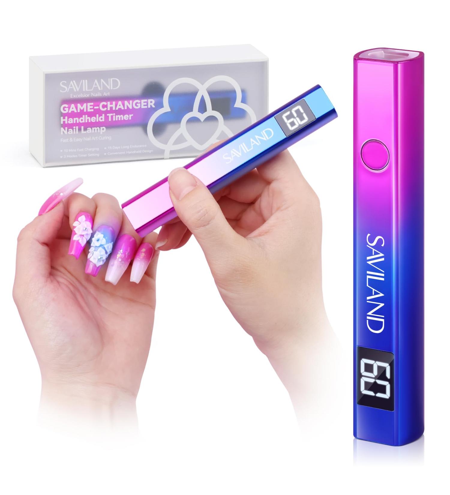 Saviland Rechargeable Mini UV Nail Lamp with Visual Screen - Portable 12W LED Nail Dryer for Gel Polish and Nail Glue - USB Nail Art Tool for DIY Manicure - Multi-Colored (02) - Buy Online on SooperMarket.com