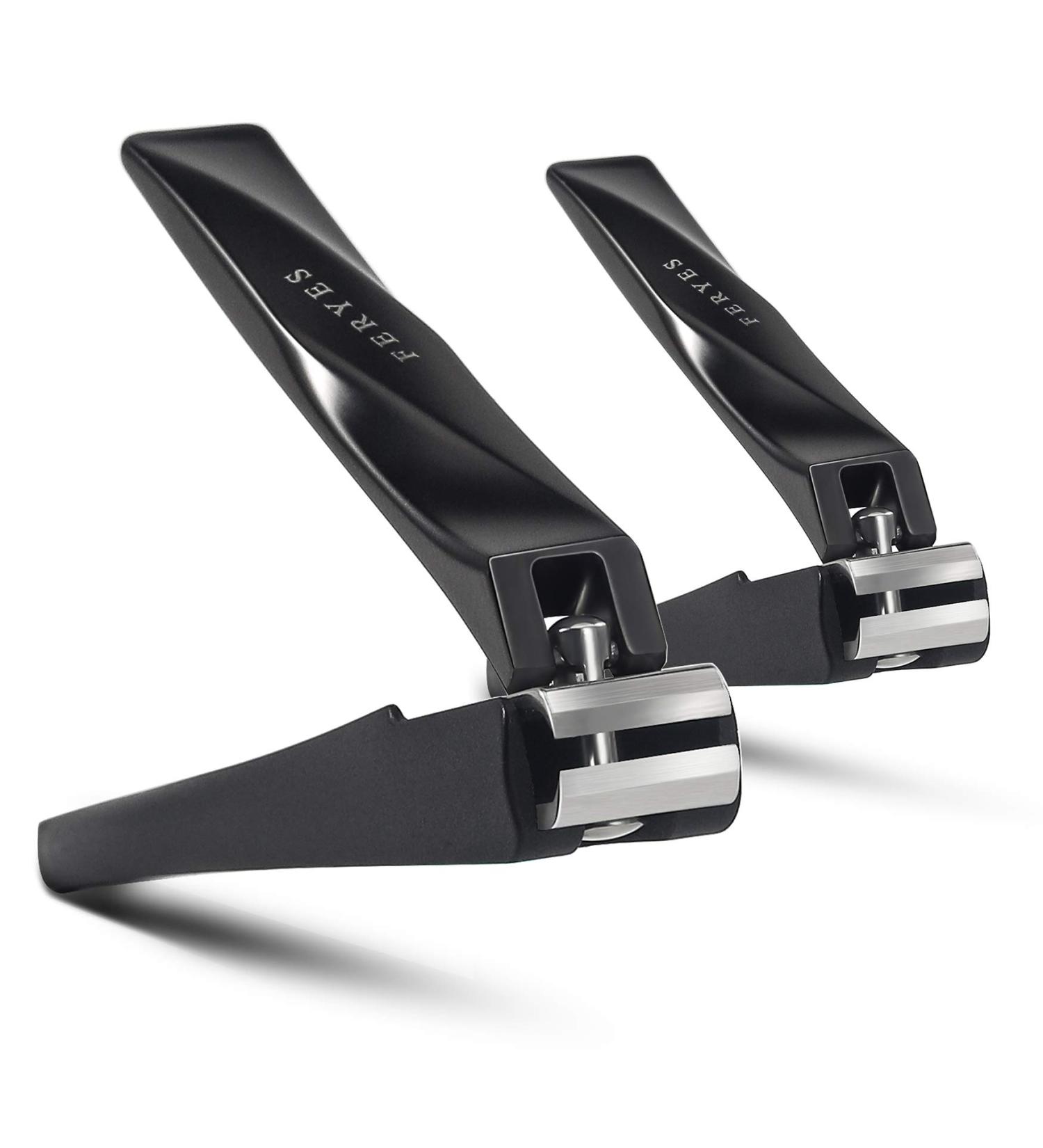 FERYES Nail Clippers Set - Stainless Steel Clippers with Catcher, 2 PCS for Fingernails and Toenails - Includes Black Metal Case - Buy Online on SooperMarket.com