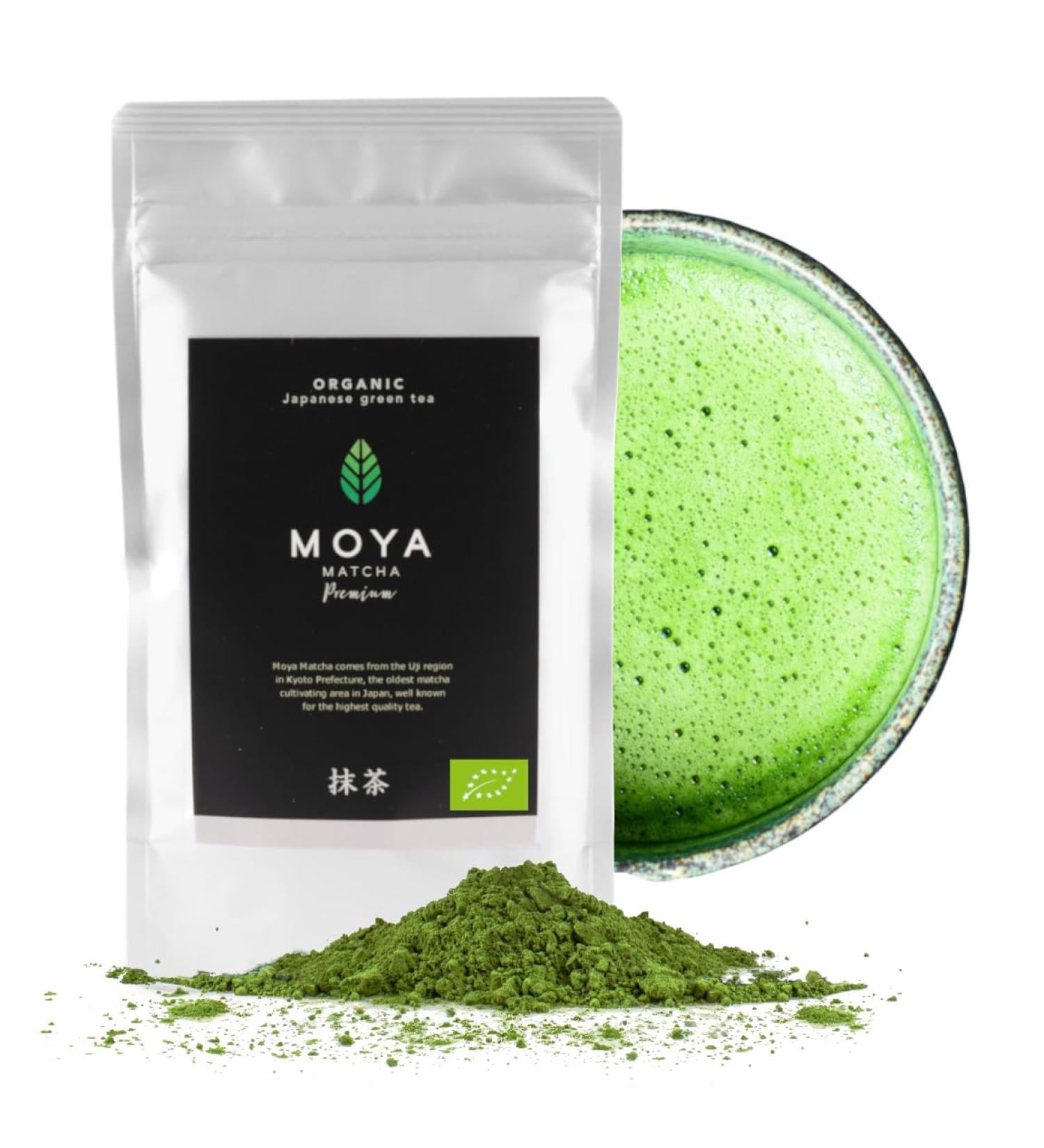 Organic Moya Matcha Tea Green Powder 100g - Premium Ceremonial Grade from Uji Japan | Ideal for Japanese Tea Ceremony | Vegan & Vegetarian Friendly - Buy Online on SooperMarket.com