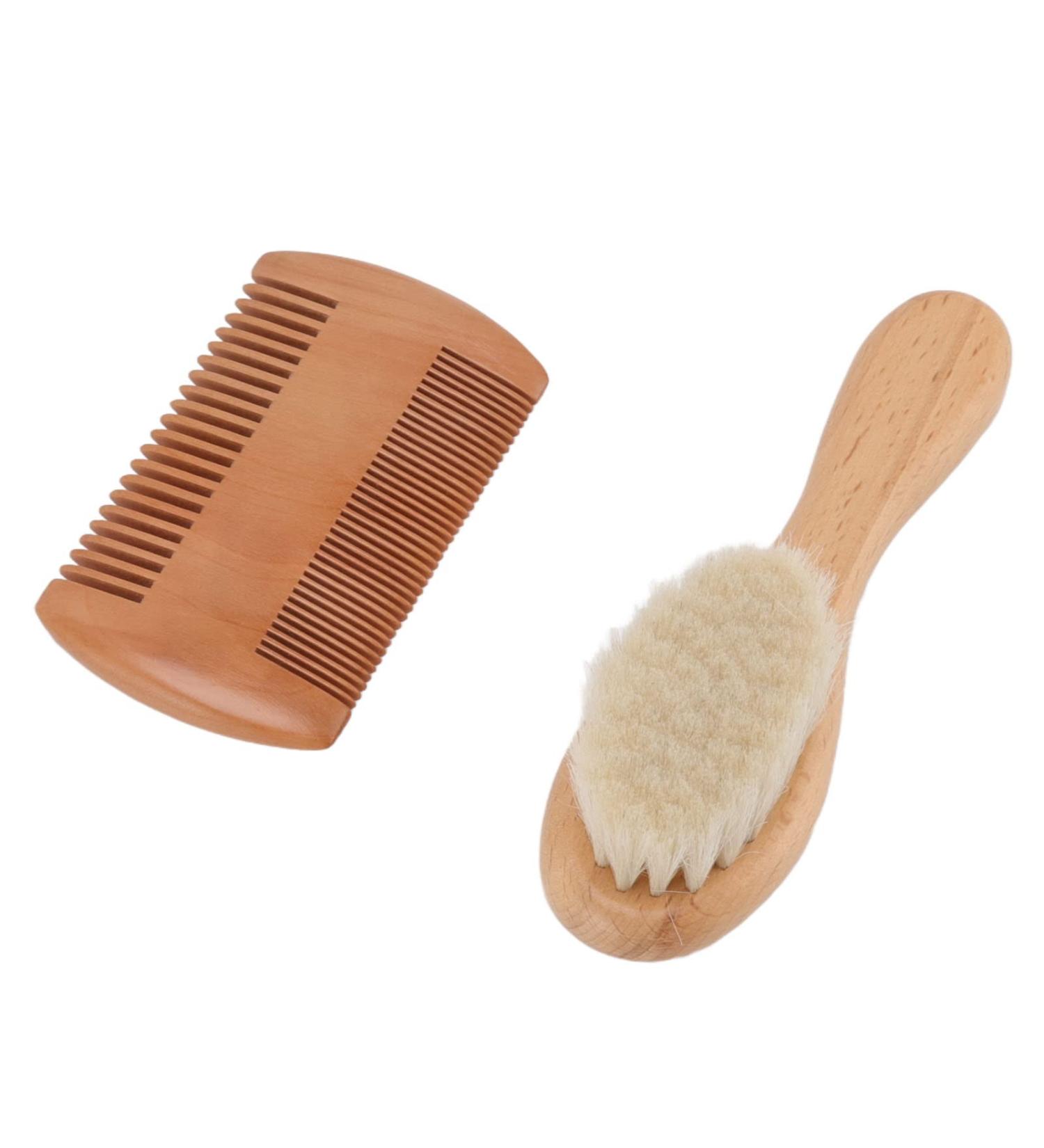 Baby Hairbrush Set - Soft Double Sided Comb with Goat Bristles for Newborns - Buy Online on SooperMarket.com