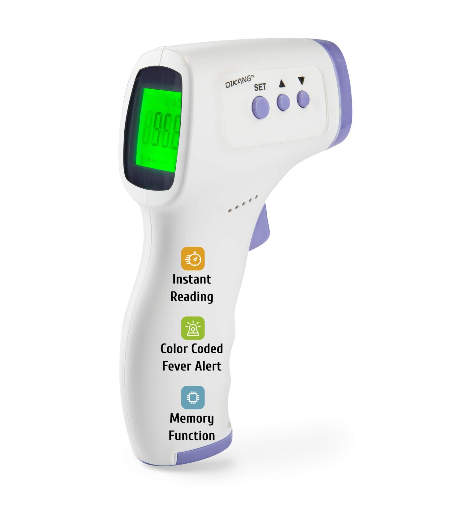 Digital Infrared Forehead Thermometer - No Contact, Fast Readings, Fever Indicators, Memory Function - Babies & Adults - Buy Online on SooperMarket.com