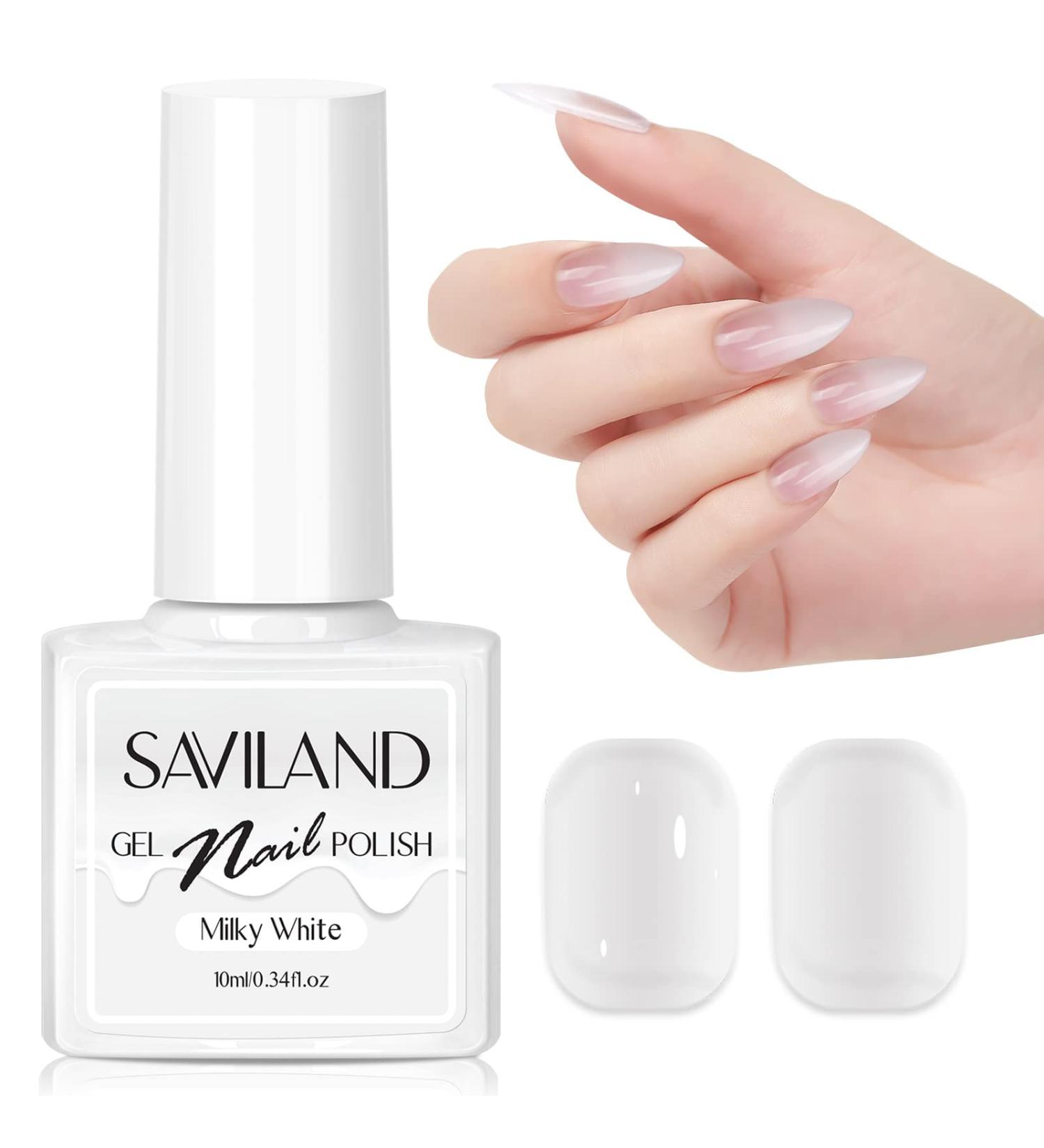 SAVILAND Milky White Gel Nail Polish - Long Lasting Quick Dry Jelly Gel Polish for DIY Manicure - 0.34 Fl Oz - Buy Online on SooperMarket.com