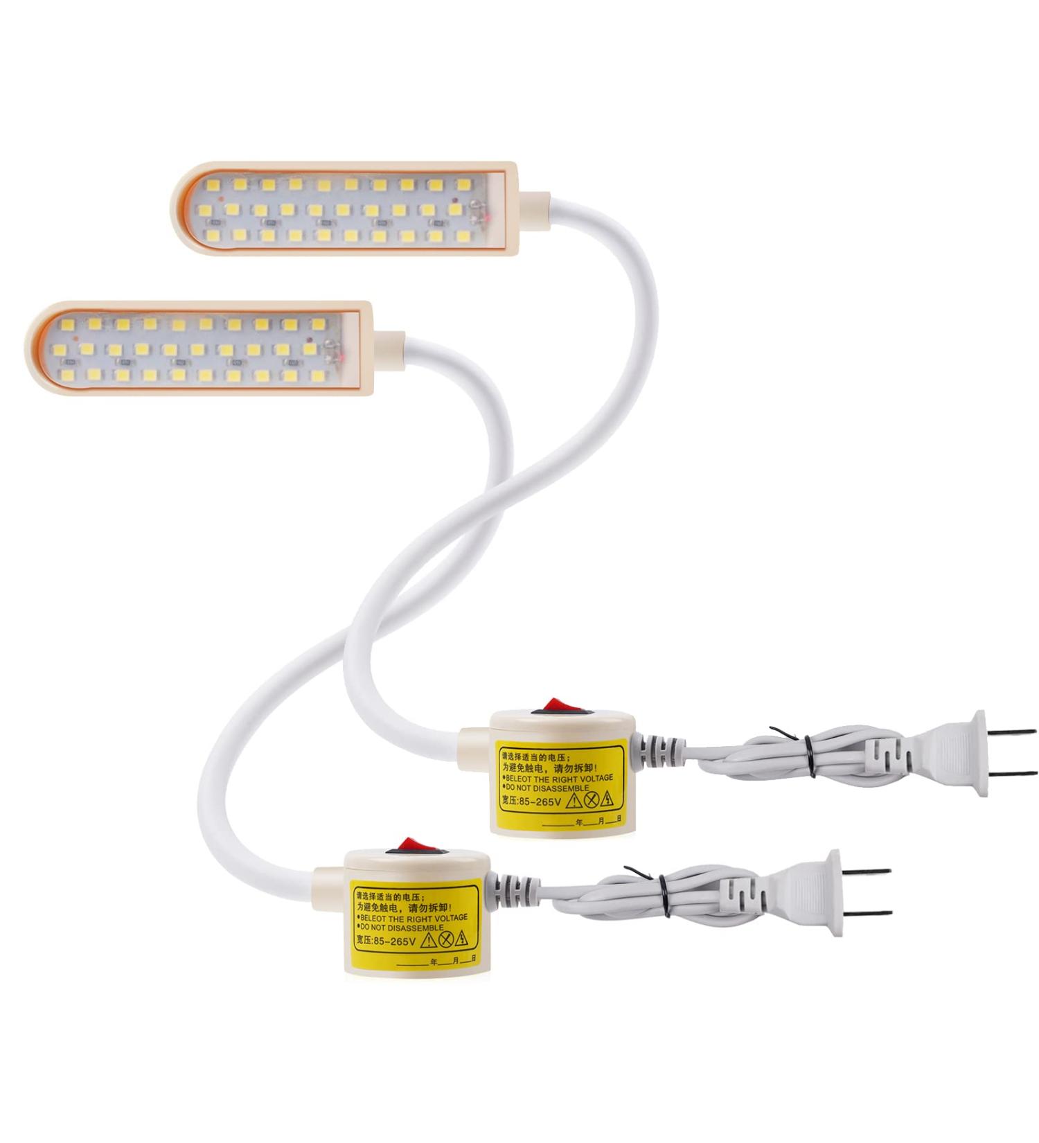 Bonlux Sewing Machine Light 30 LEDs Flexible Gooseneck Work Light with Magnetic Base (2-Pack) - 6W Portable Lamp for Workbench, Lathe, Drill Presses, Grey - Buy Online on SooperMarket.com