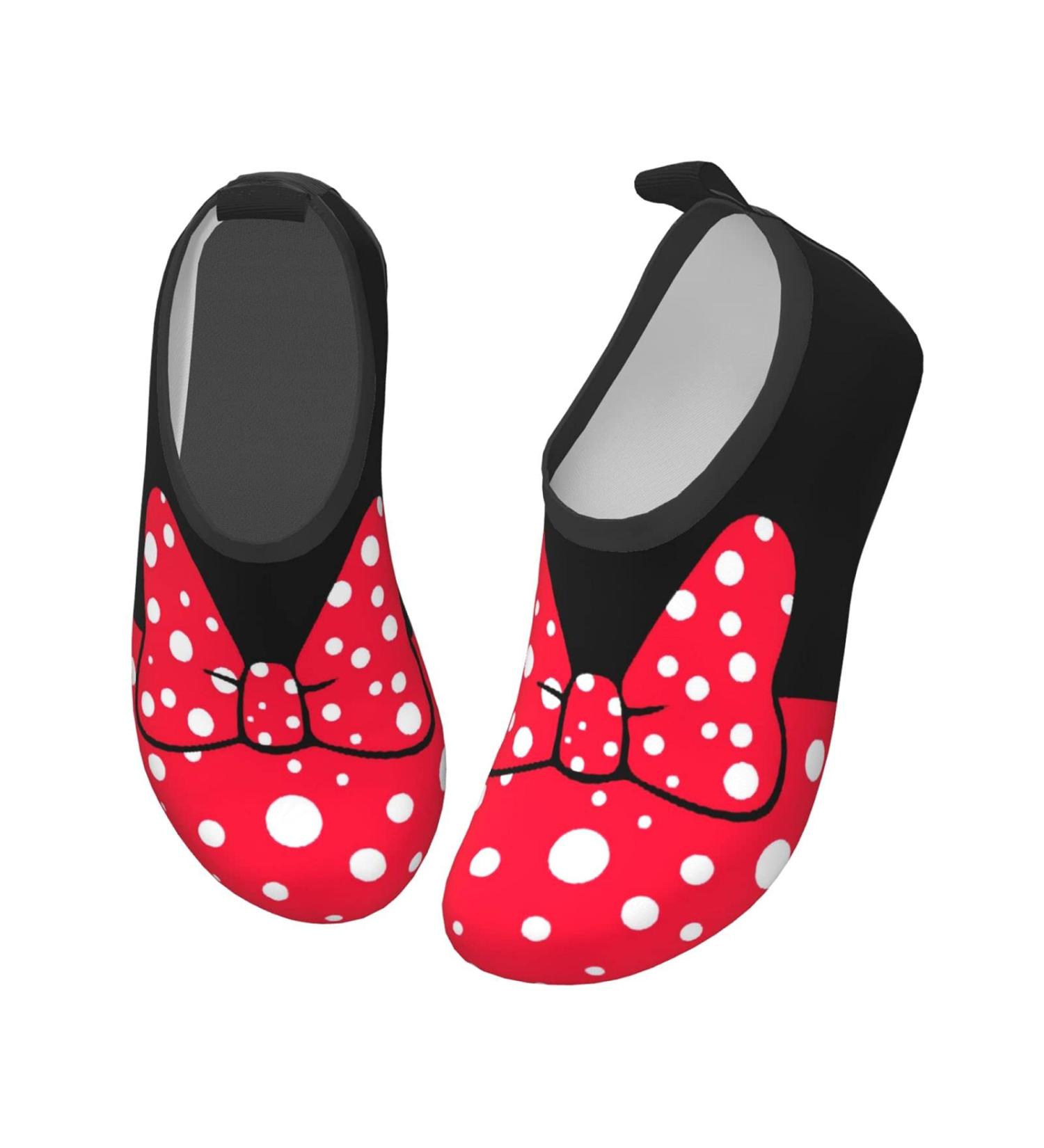 Kawaii Red Bow Polka Dot Water Shoes for Boys and Girls | Quick Dry Non-Slip Aqua Socks for Beach Swim | Size 11-12 - Buy Online on SooperMarket.com