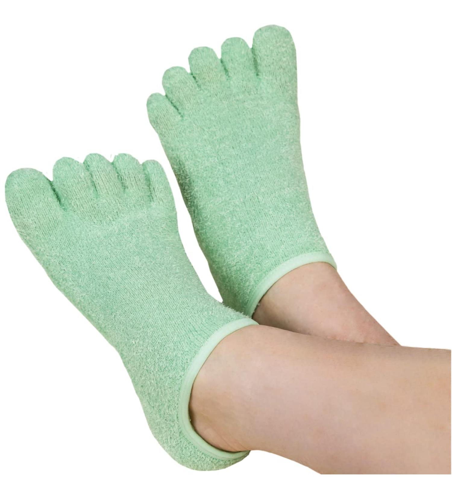LE EMILIE 5 Toe Moisturizing Gel Socks | Healing Dry Cracked Heels | Lavender & Jojoba Oil Blend | 1 Pair Green Seafoam - Buy Online on SooperMarket.com