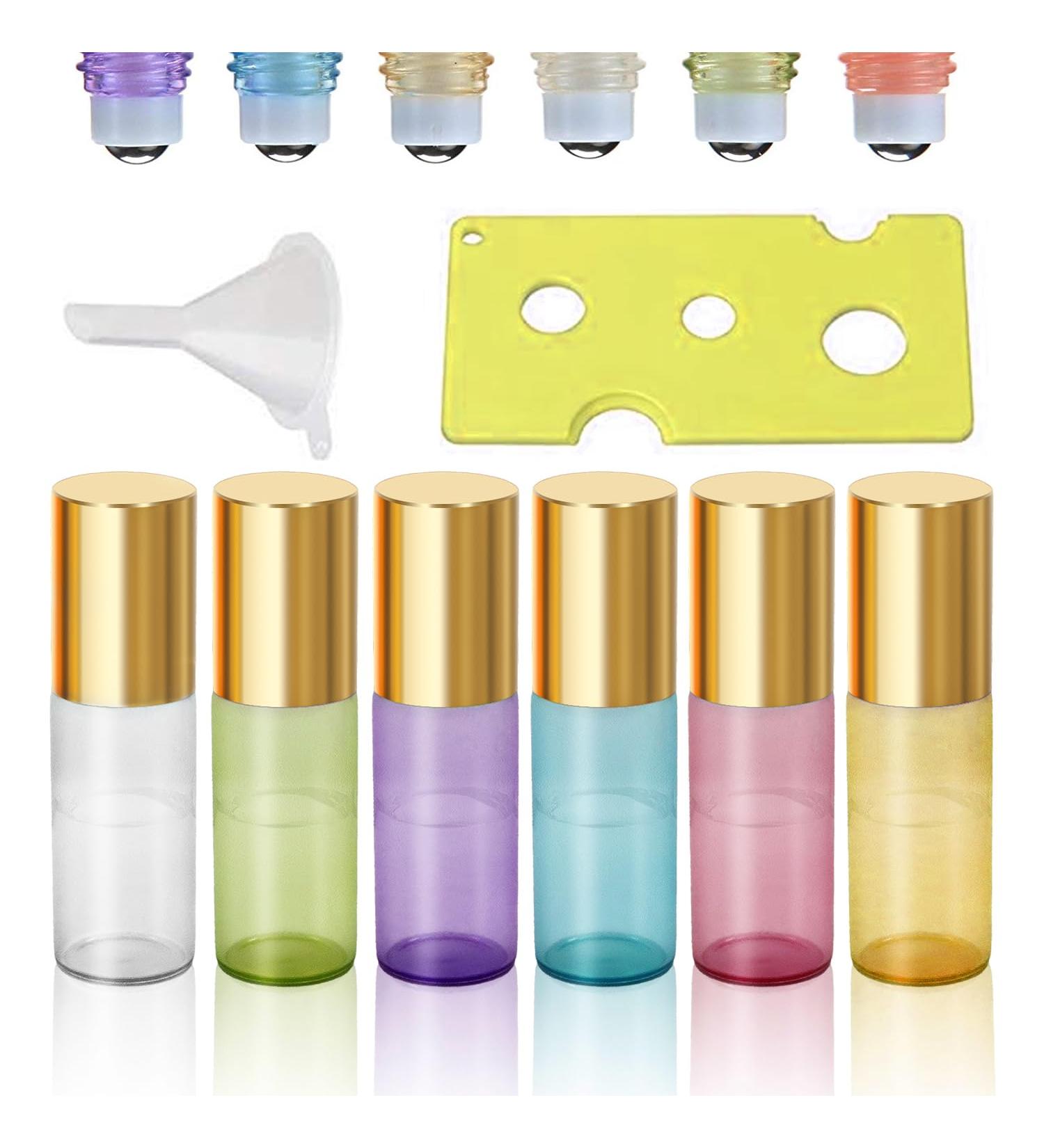 Pinkiou 5ml Glass Roller Bottles with Stainless Steel Balls Essential Oil Empty Bottles & Corkscrew for International Shipping - Buy Online on SooperMarket.com