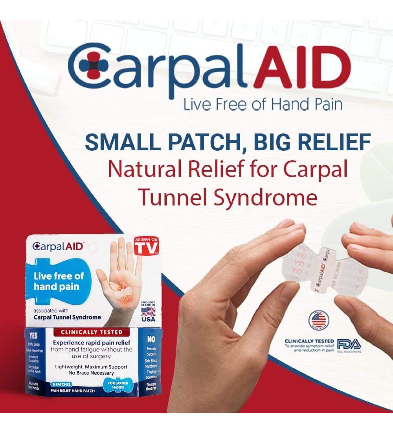 CarpalAID Clinically Proven to Naturally Relieve Symptoms of Carpal Tunnel Syndrome Without Surgery and No Side Effects. As seen on TV. NO BRACE REQUIRED! Large ( Pack Of 10) - Buy Online on SooperMarket.com