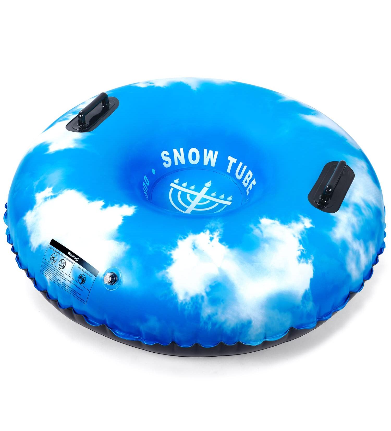 HITOP Snow Tube - Heavy Duty Inflatable Sled for Kids and Adults | Thickened 0.9mm Material | Perfect Winter Toy Gift - Cloud Sky03 - Buy Online on SooperMarket.com