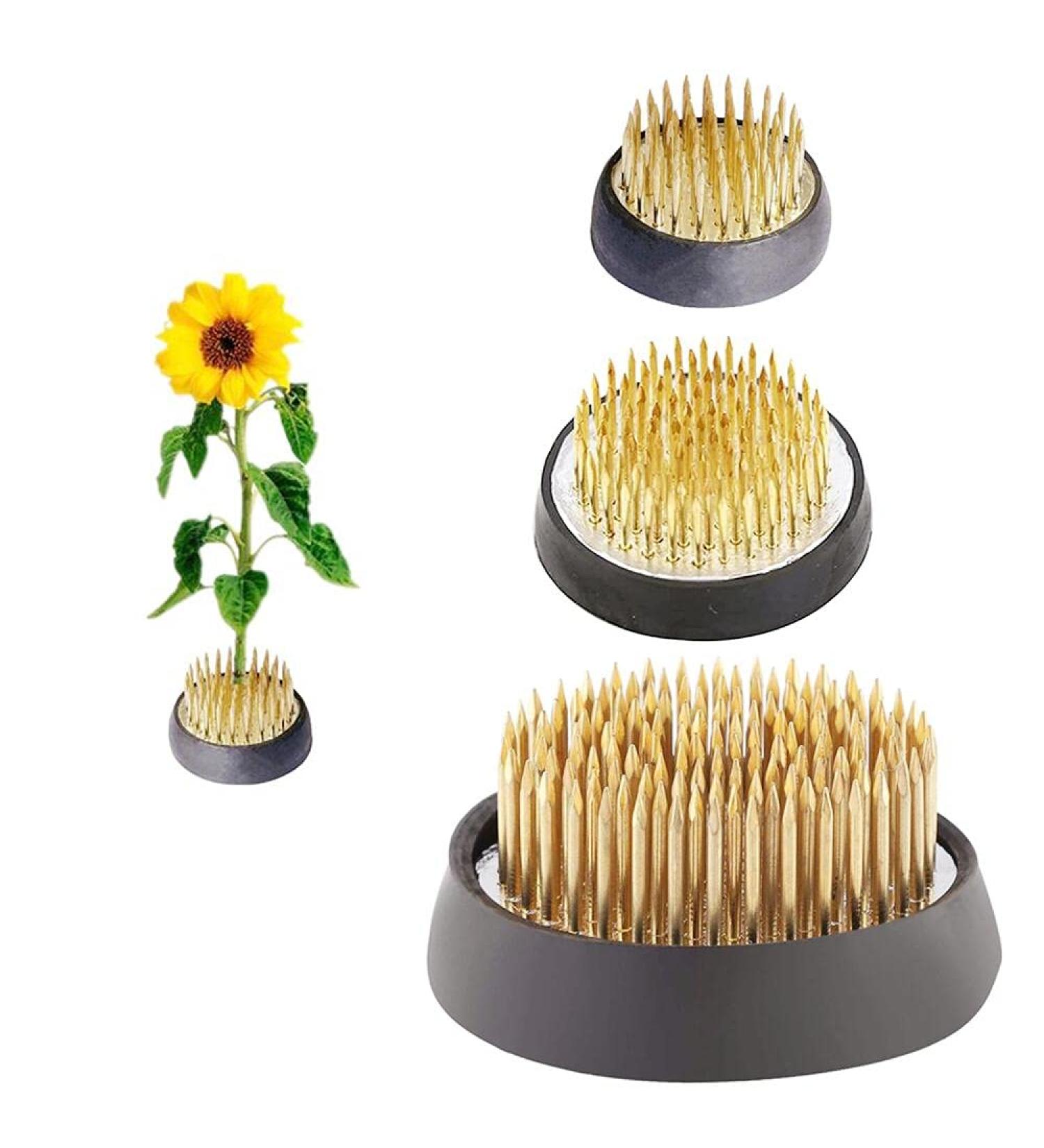 Japanese Flower Arranging Kenzan: 3 Pcs Flower Frogs in Gold - 1.3, 1.57, 1.97 Inch - Ikebana Supplies for Flower Arrangements - Buy Online on SooperMarket.com