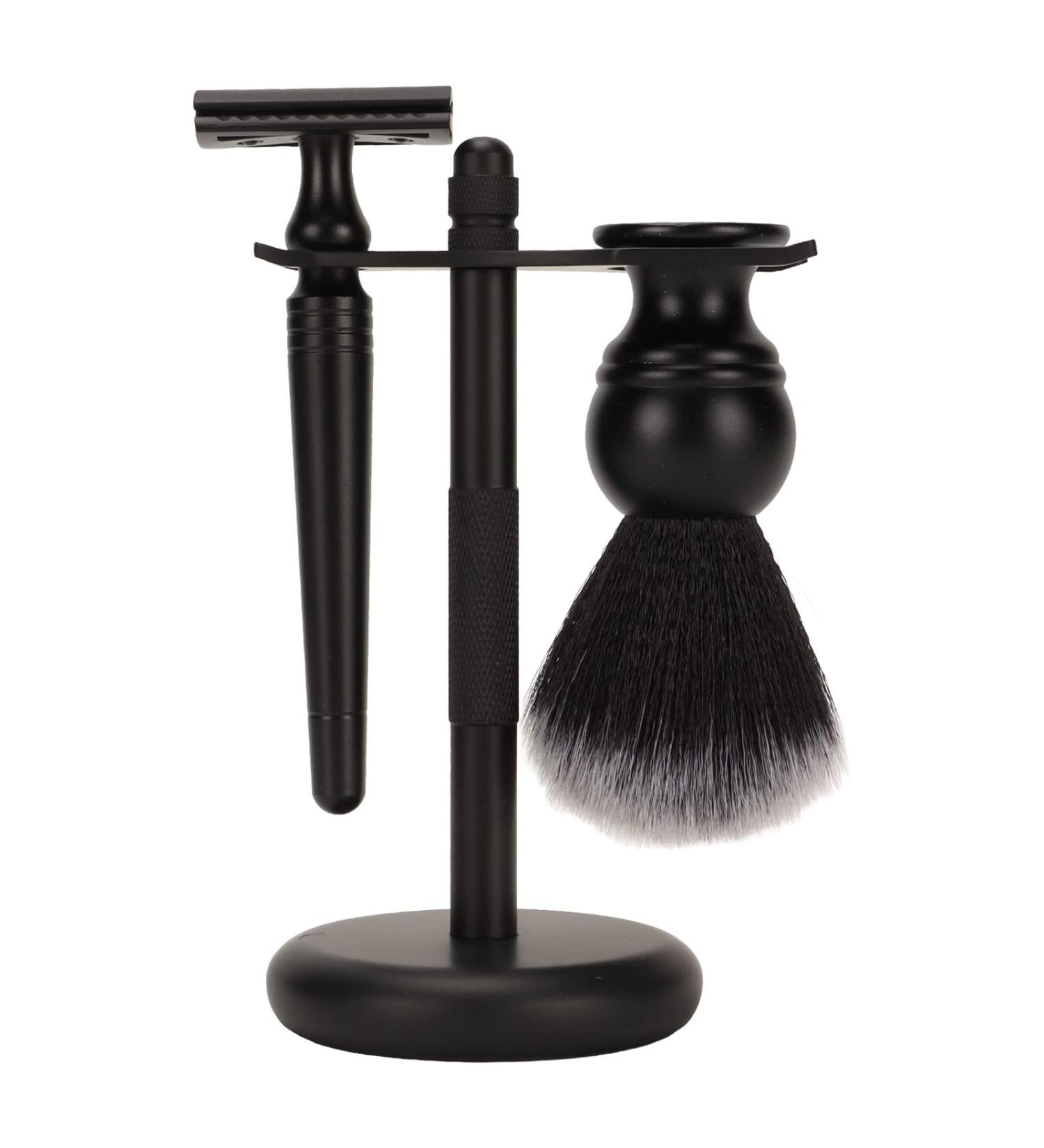 3-Piece Shaving Brush Set | Beard Trimmer & Mustache Care Tool with Stand | Premium Grooming Kit for Men - Buy Online on SooperMarket.com