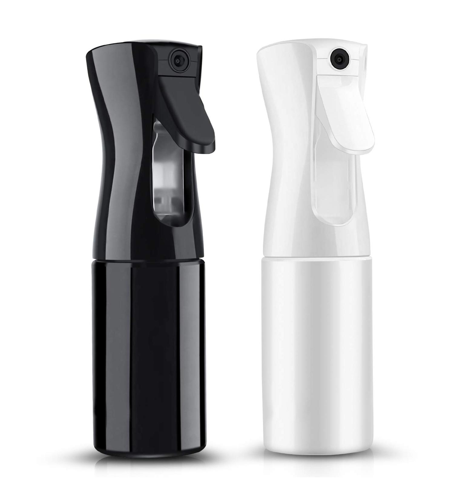 2 Pack 6.8oz Hair Spray Bottles - Continuous Fine Mist Sprayer for Salon, Hairstyling, Cleaning, Plants & Skin Care - Refillable Empty Bottles - Black + White - Buy Online on SooperMarket.com