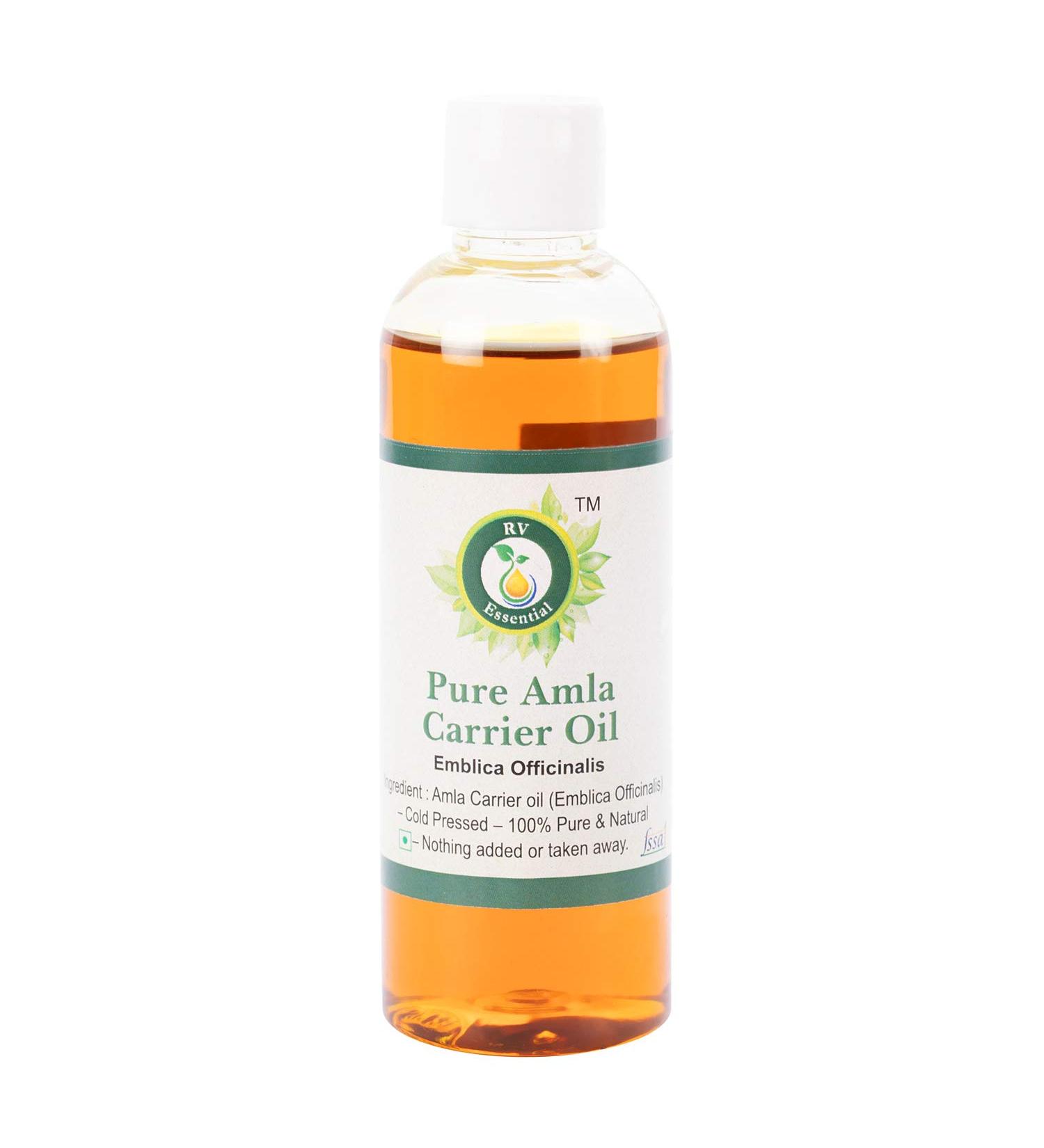 Amla Oil | Emblica Officinalis | 100% Pure Natural | Cold Pressed | For Hair Growth | Amla Hair Oil | Rare Herb Series | 100ml | 3.38oz By R V Essential Amber 100 ml (Pack of 1)