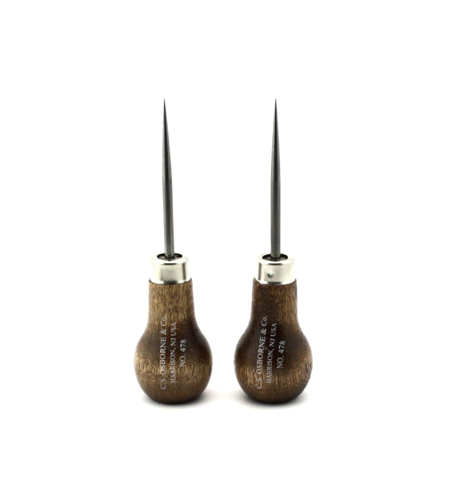 C.S. Osborne Scratch Awl 478 (3-7/8 Long) Leather Tools Made in USA Set of 2