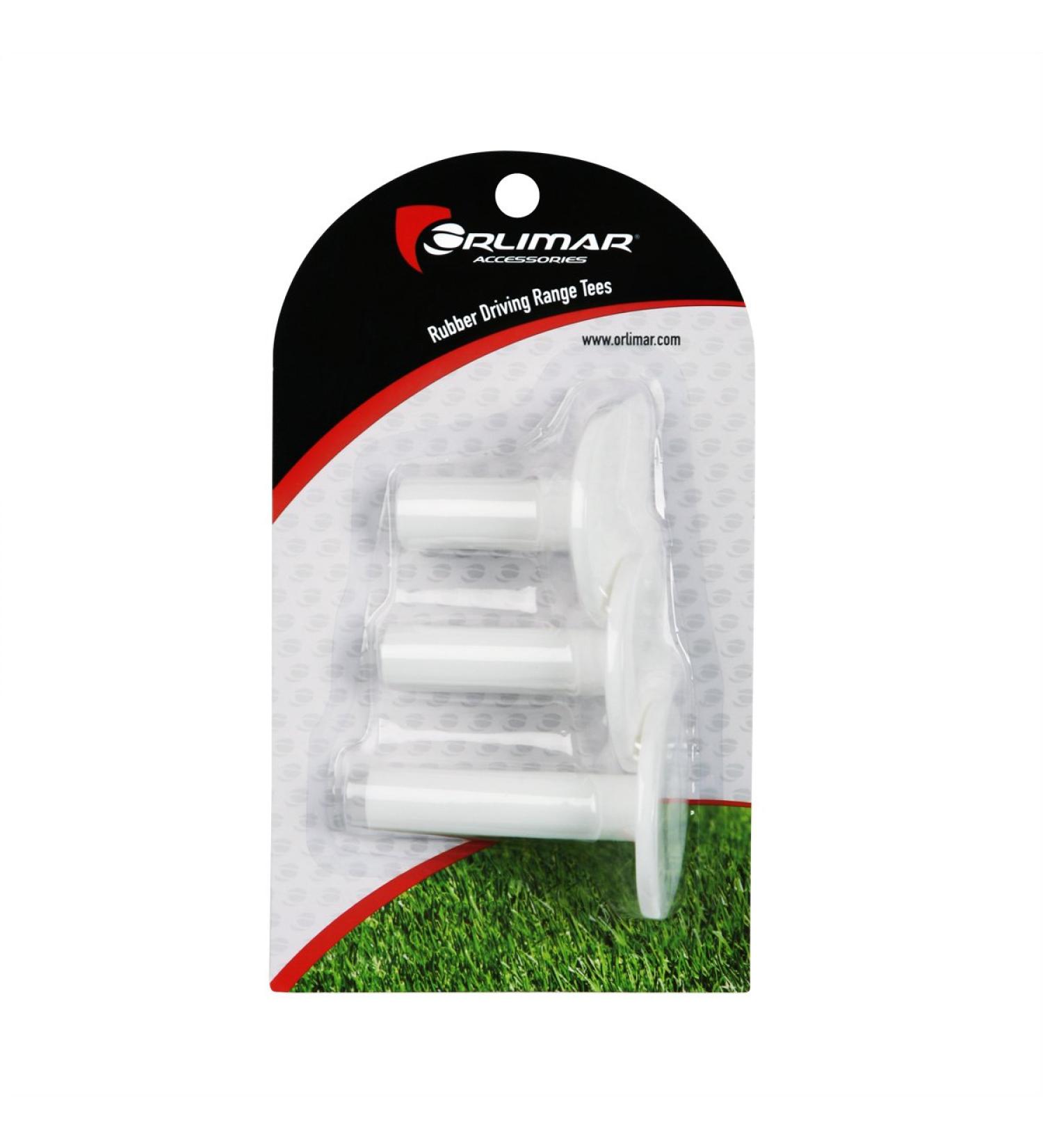 Orlimar White Rubber Driving Range Tees (3 Pack), 2-inch, 2.5-inch and 2.75-inch Heights for Indoor or Outdoor Use