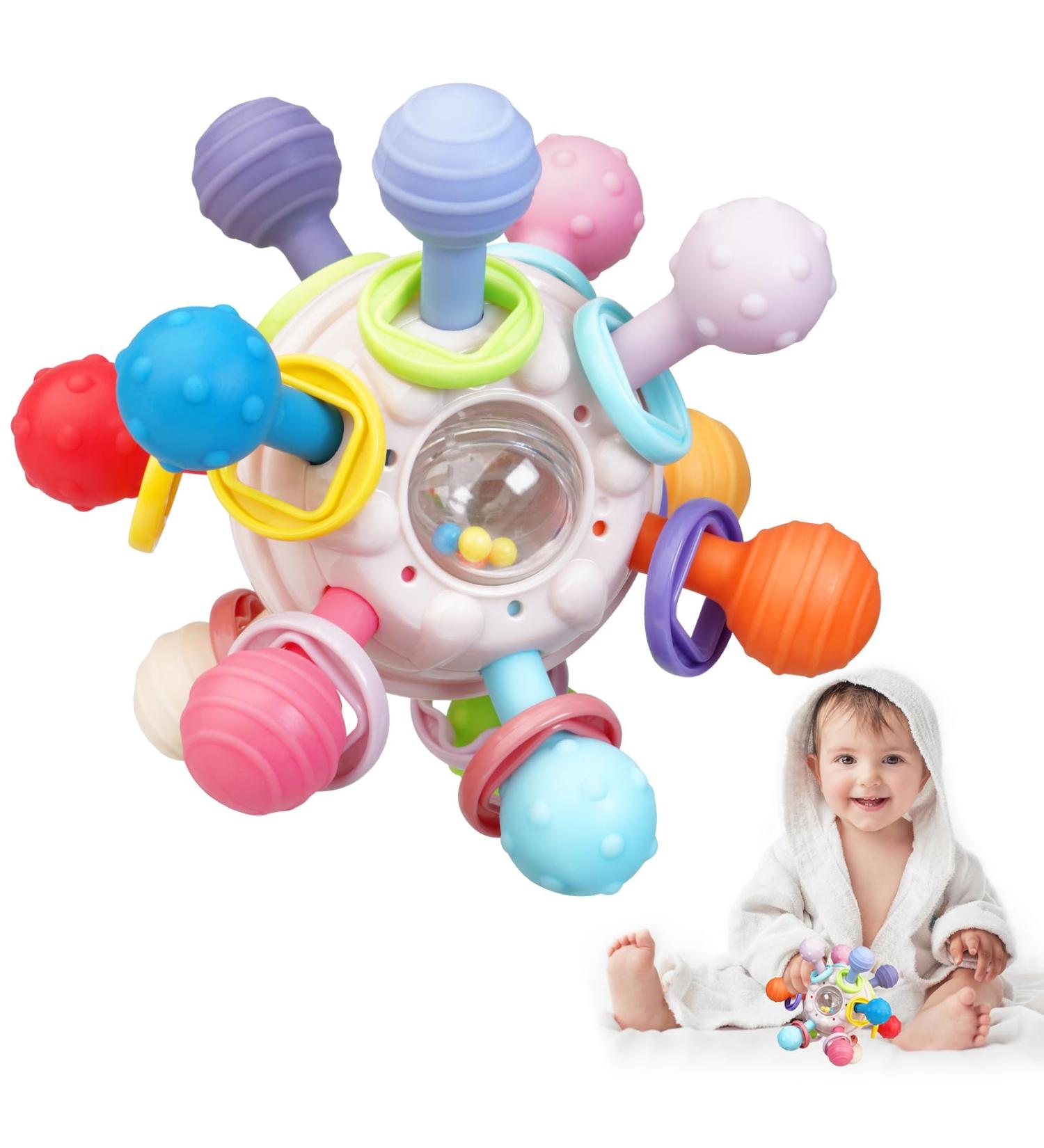 Tosekry Bei ring Baby Toys | BPA-Free Silicone Grip Balls | Perfect Gifts for 0-12 Months | Enhance Motor Skills & Sensory Play - Buy Online on SooperMarket.com