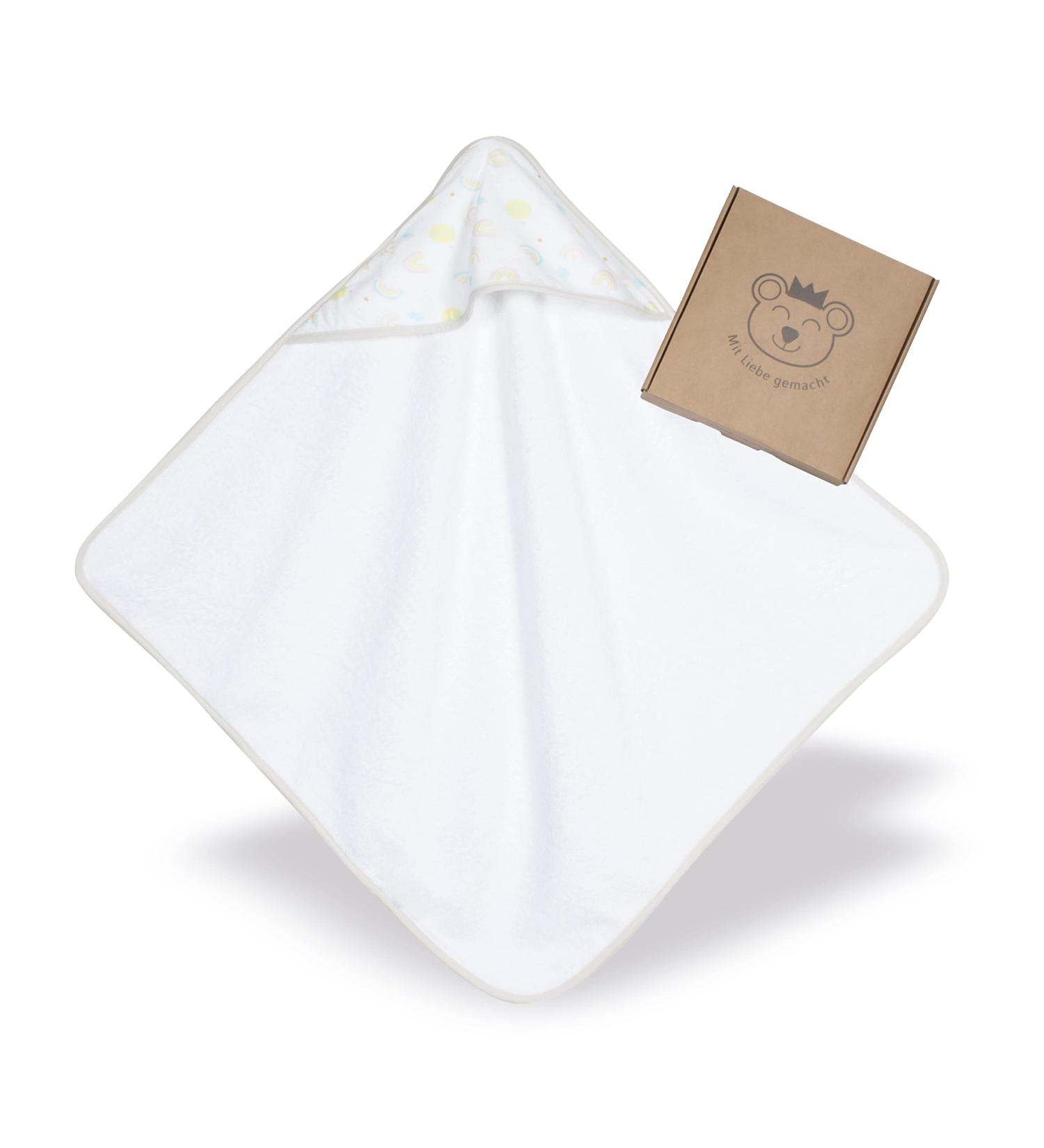 Kolibri Baby Hooded Towel | 75x75 cm | 100% Cotton | Oeko Tex 100 | Best Gift for Newborns | Unisex Rainbow & Balloon Design - Buy Online on SooperMarket.com
