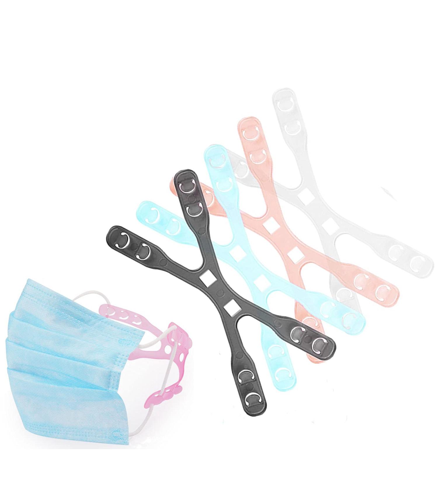 Adjustable Mask Extender Strap - Relieve Ear Pain & Pressure - Anti-Drop Lanyard - Face Mask Holder Hook - Transparent White/Blue/Pink/Black - Buy Online on SooperMarket.com