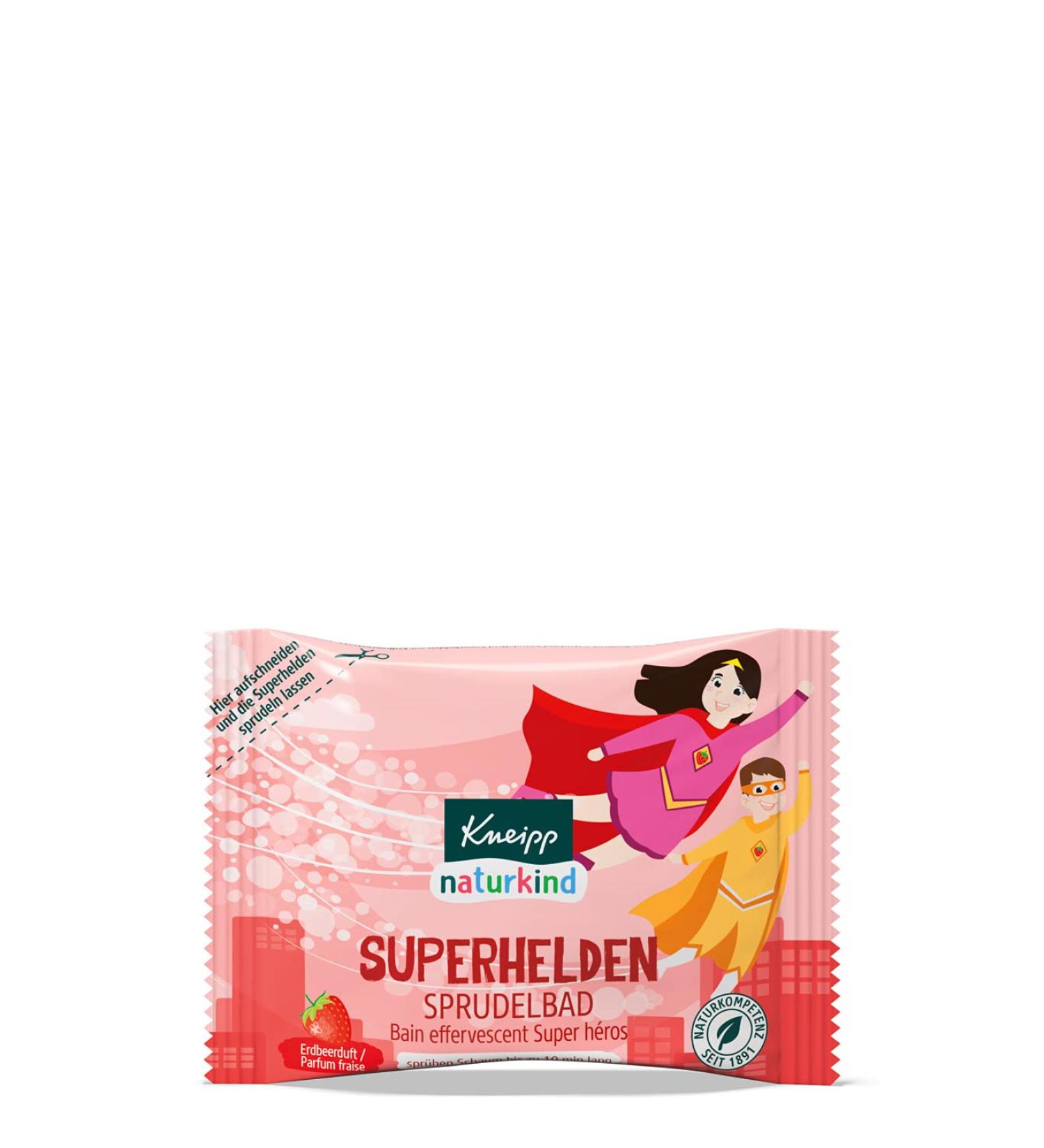 Naturkind Bubble Bath Superheroes - Strawberry Scented Almond Oil 80g (1 Piece) | Bubbles for Up to 10 Minutes - International Shipping Available - Buy Online on SooperMarket.com