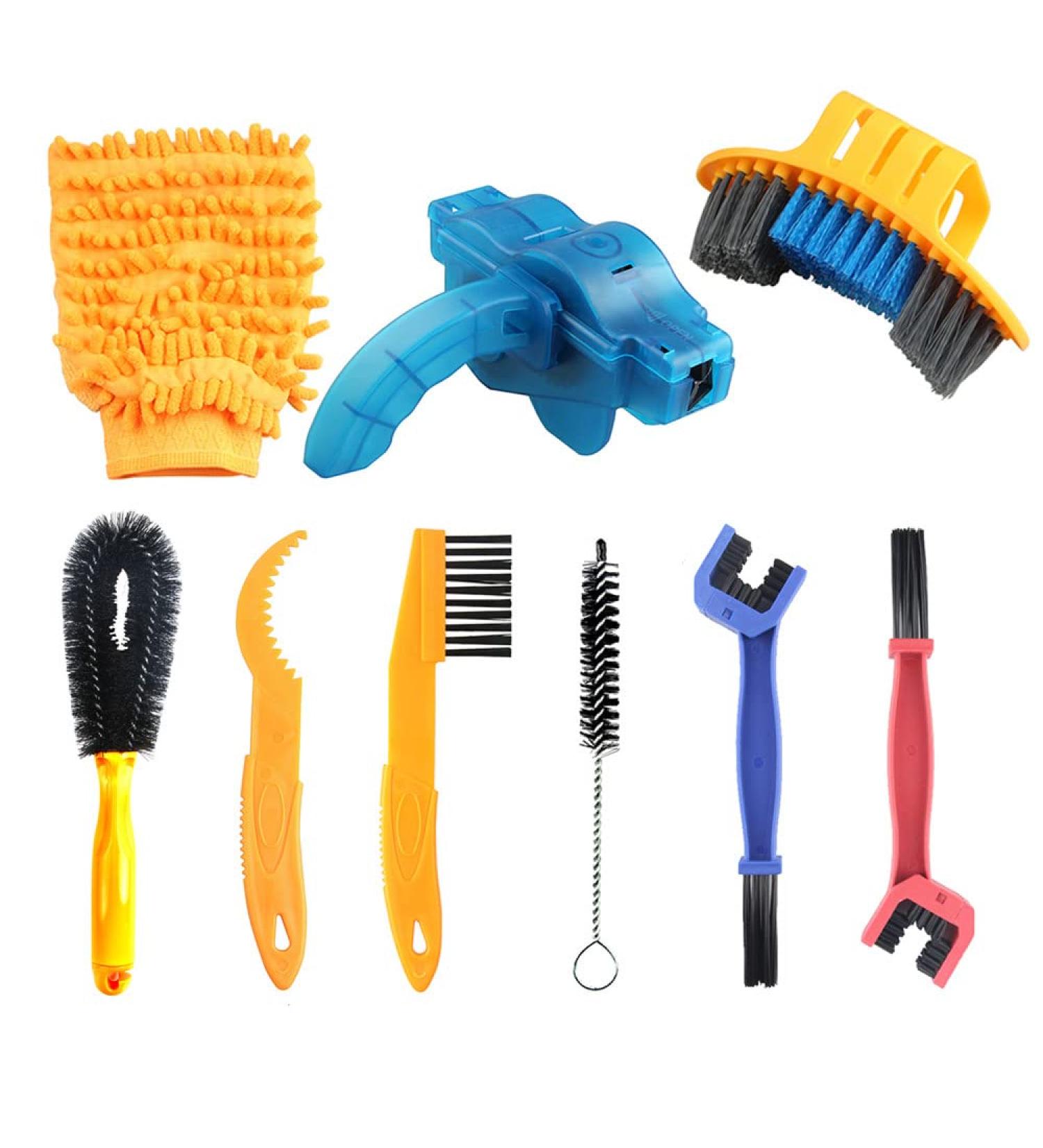 Bike Cleaning Kit (9pcs), Including Chain Cleaner for Cycling,Bicycle Clean Brush Tools for Mountain/MT/Road/BMX Bike
