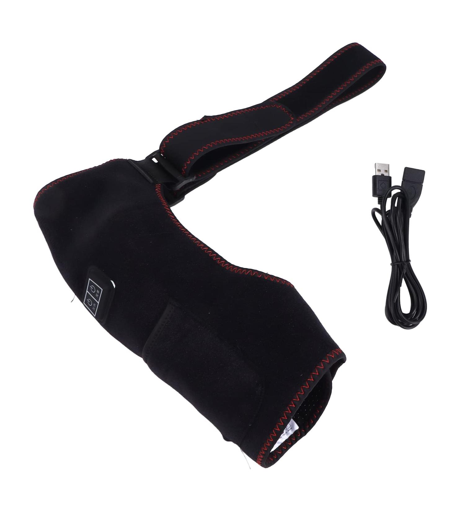 Heated Shoulder Brace | 3 Speed Adjustable Massage Heating Pad | Hot & Cold Therapy for Pain Relief - Buy Online on SooperMarket.com