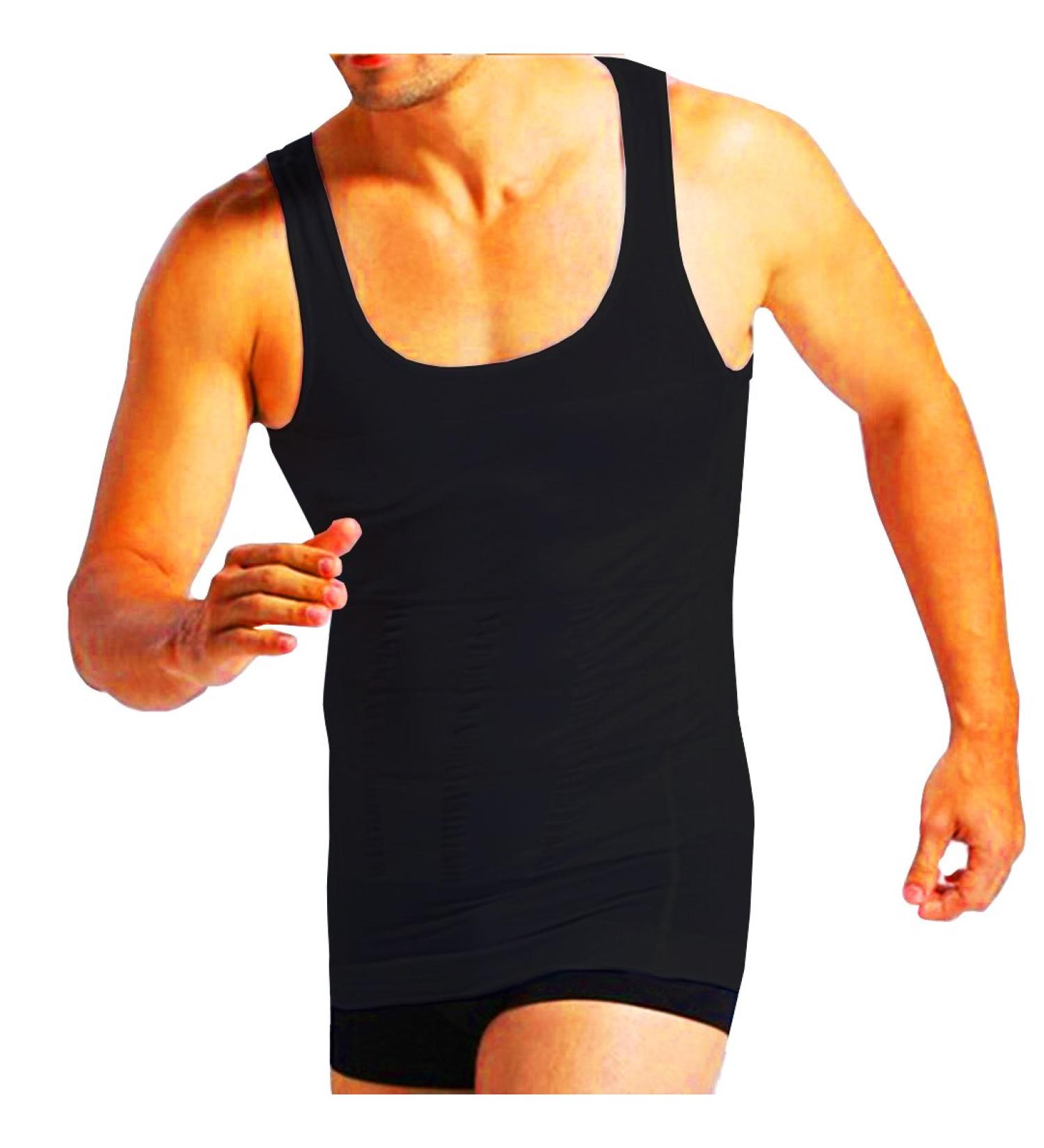 Healthopedic 76S-M-BLK-L Slimming Shapewear Undershirt Men's Black Large
