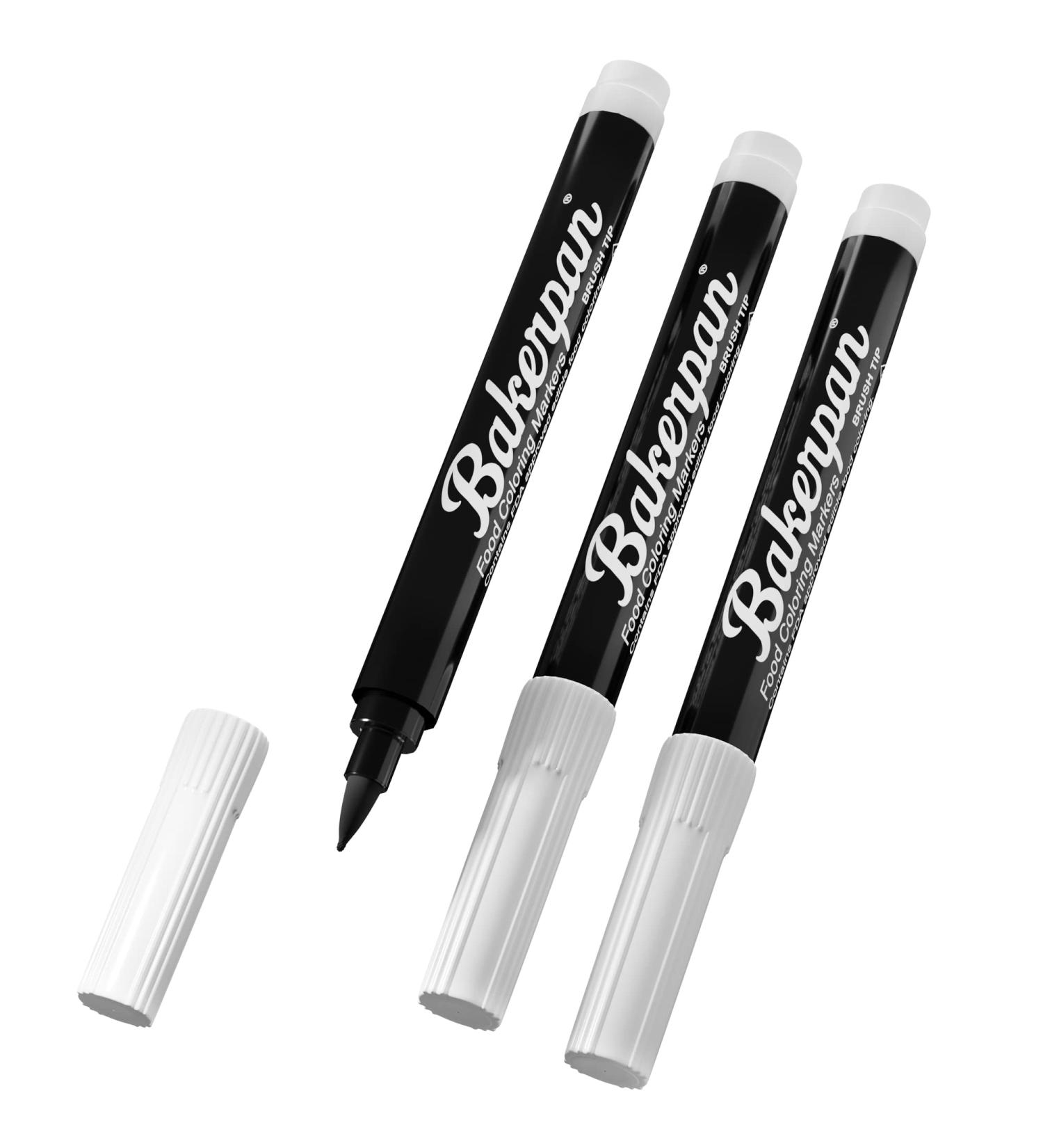 Bakerpan Food Coloring Markers - Black Brush Tip for Cake Pops & Candy Melts (Set of 3) - Buy Online on SooperMarket.com