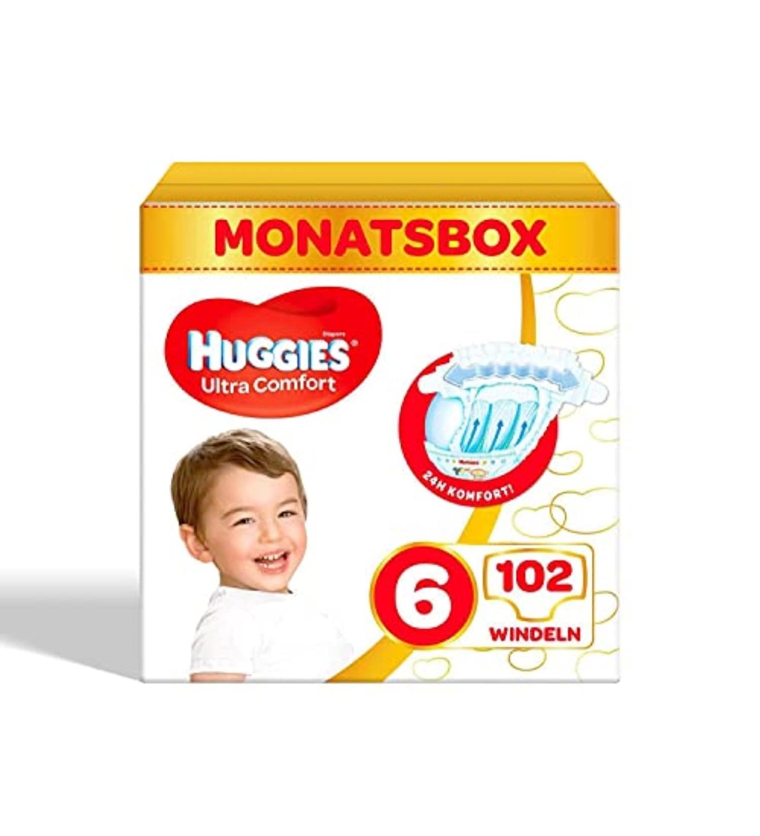 Huggies Ultra Comfort Baby Diapers Size 6 (15-30 kg) - 102 Pack (3 x 34 Diapers) | International Shipping Available - Buy Online on SooperMarket.com