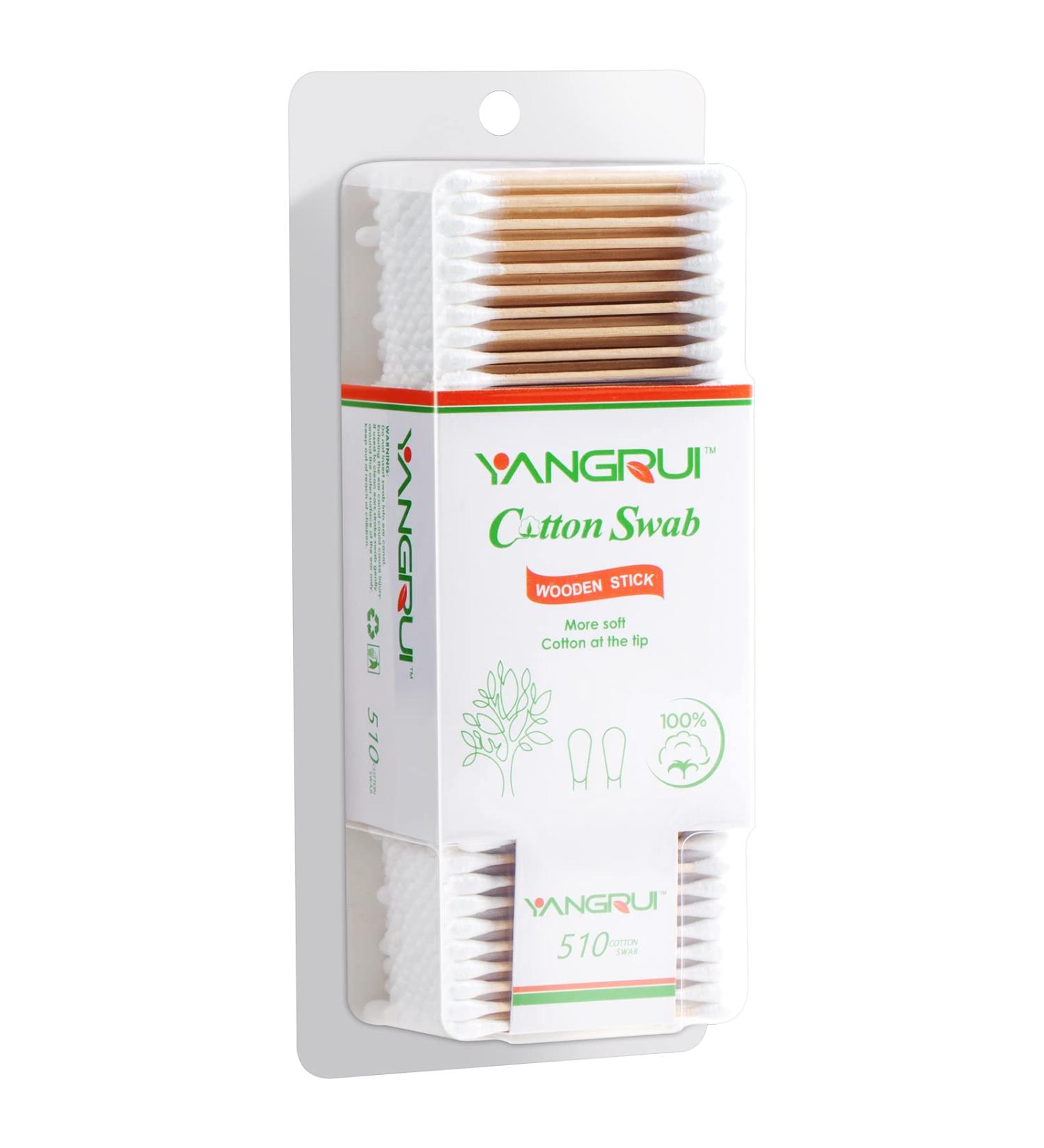 YANGRUI Cotton Swab 510 Count BPA-Free Wooden Stick Double Round Ear Swabs Eco-Friendly Cotton Buds - Pack of 1 - Buy Online on SooperMarket.com