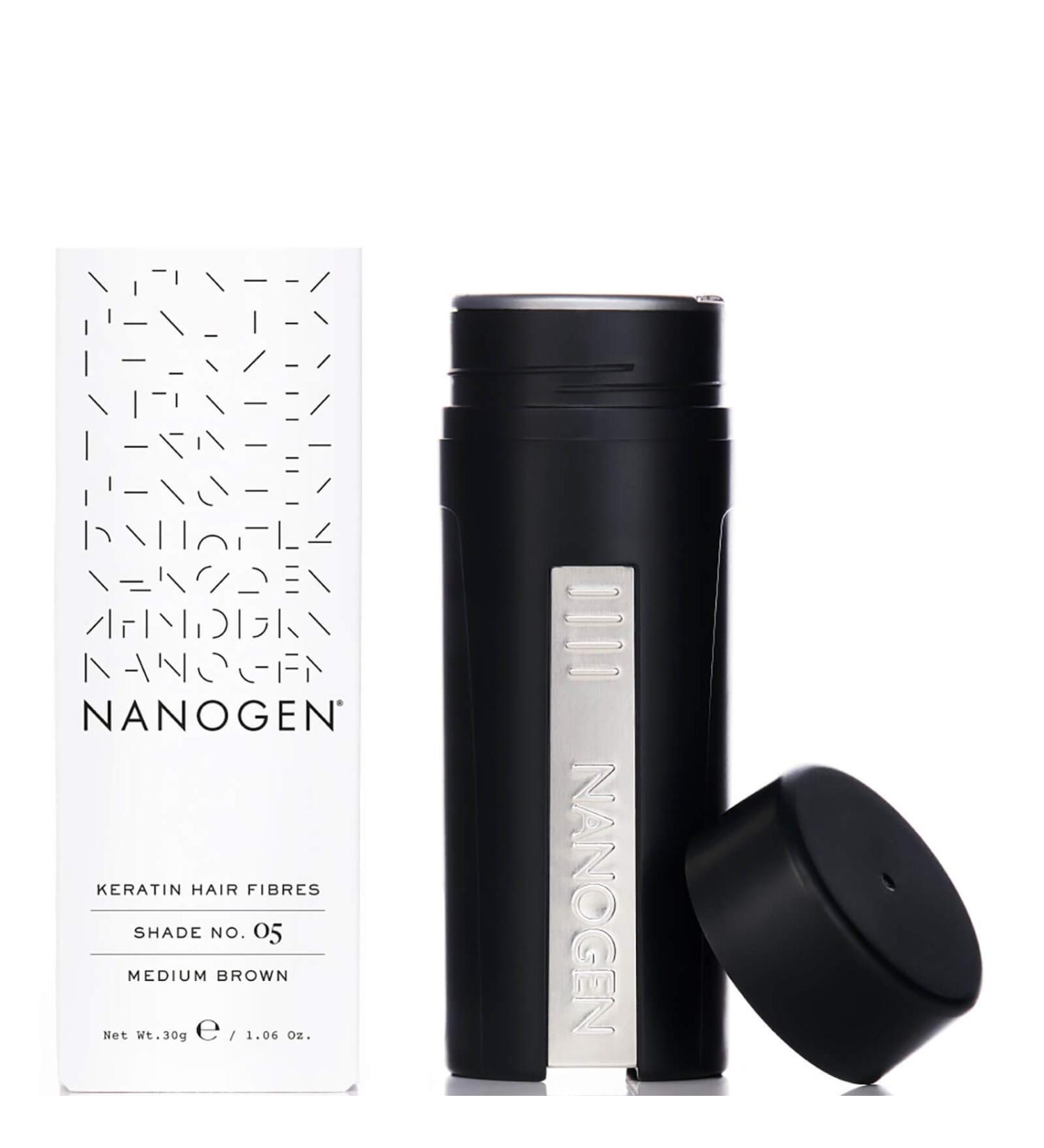 Nanogen Instant Thickening Hair Fibres - Medium Brown 30g - Natural Keratin fibers cover thinning hair extensions alopecia. Thicker fuller hair instantly. Medium Brown 30 g (Pack of 1)