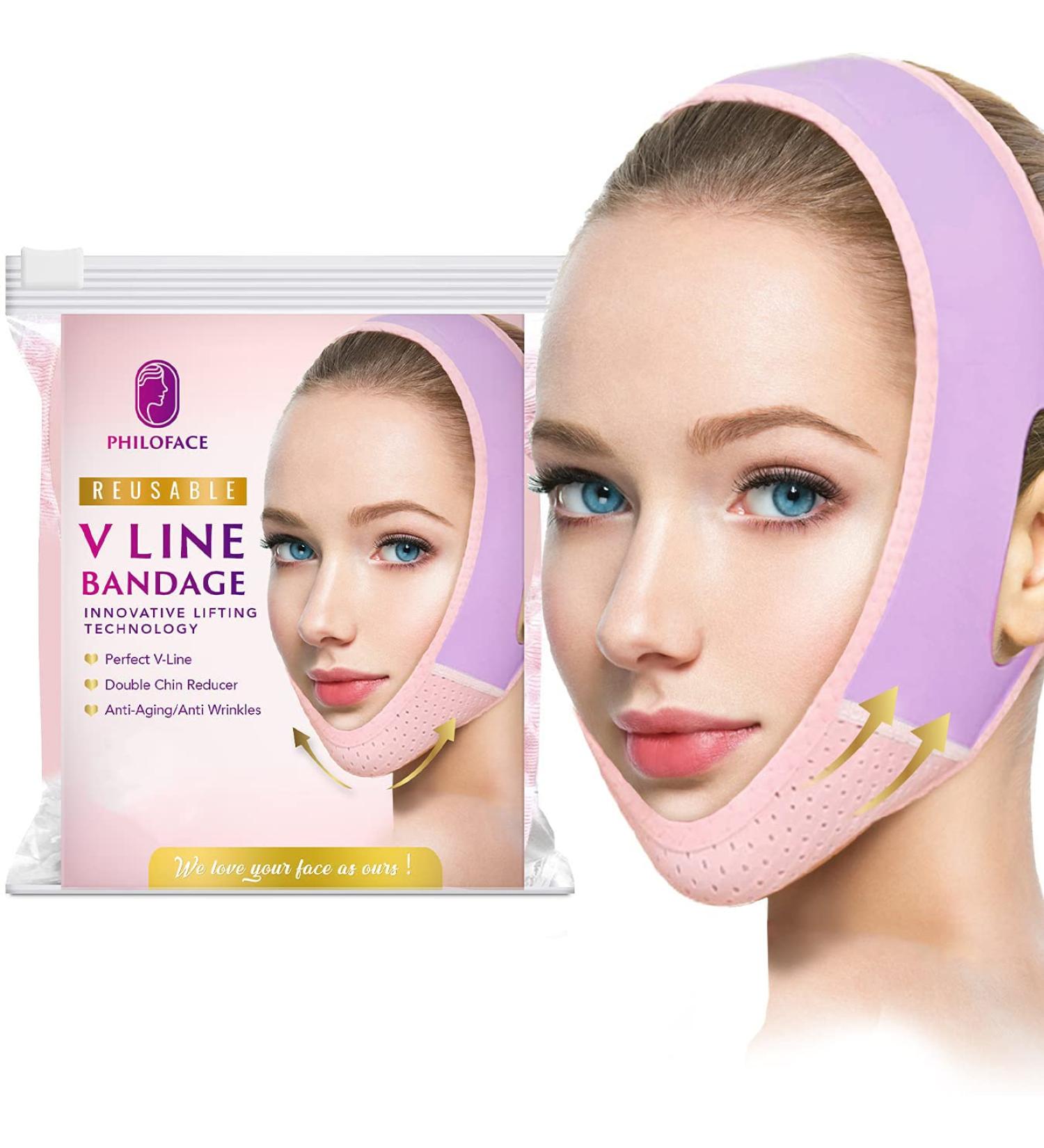 Paradream V-Shaped Double Chin Reducer Face Mask - Pink Face Lifting Belt - Buy Online on SooperMarket.com