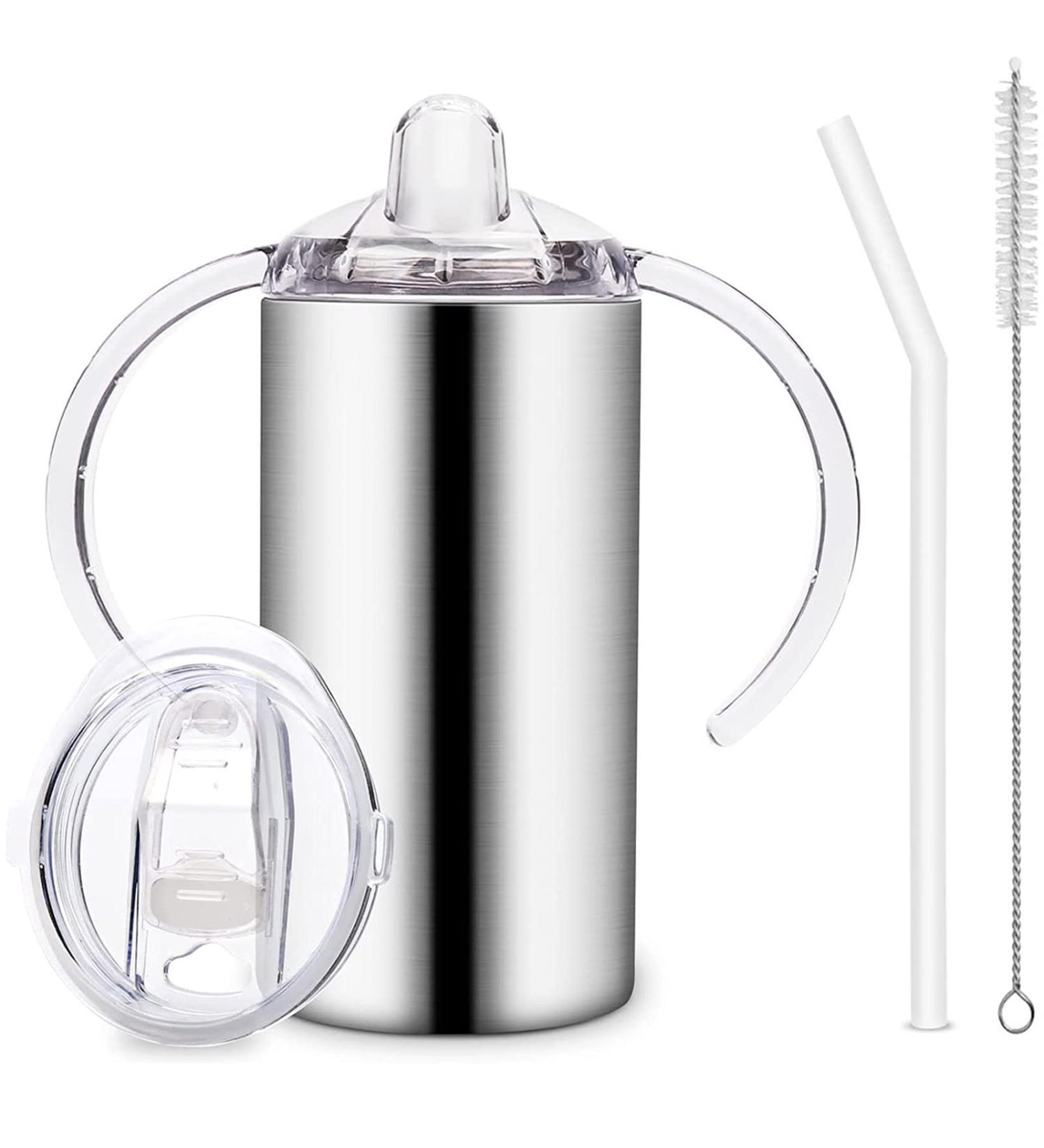 Vermida 12oz Stainless Steel Sippy Cup with Handles - Spill Proof Insulated Tumbler for Toddlers Kids - Double Wall Travel Mug with Straws and Two Lids - Ideal for School and Outdoor Use - Buy Online on SooperMarket.com