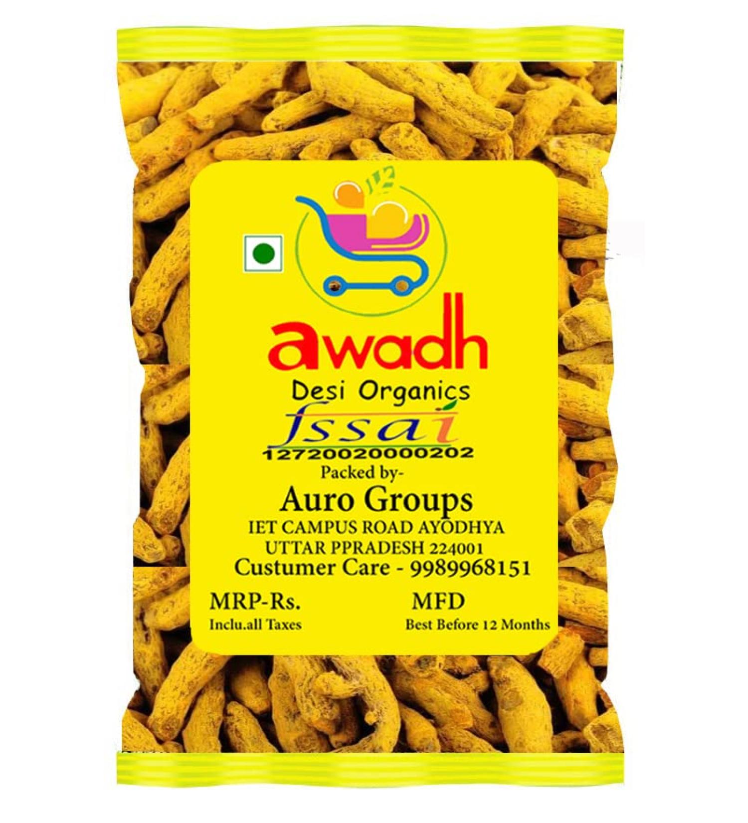 AWADH- Organic Nature Whole Turmeric 400g | Sticks Haldi | Gatiya Sabut Haldi | Whole Haldi | Desi Haldi | Puja Haldi | Whole Pasupu | Whole Spices | Sabut Masale - Buy Online on SooperMarket.com