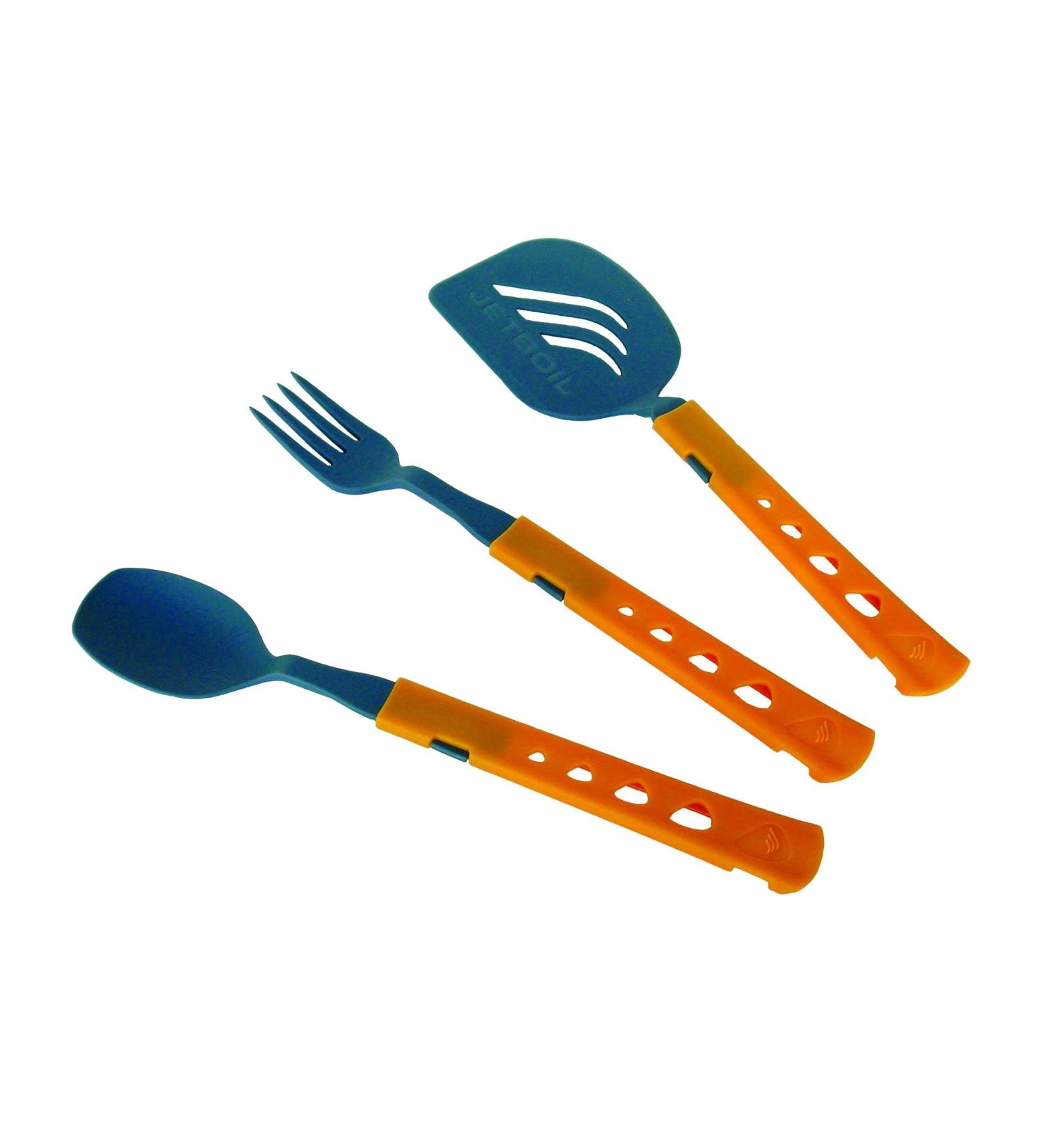 Jetboil Jetset Stowable Camping Utensil Set - Grey/Orange | Lightweight & Compact - Buy Online on SooperMarket.com