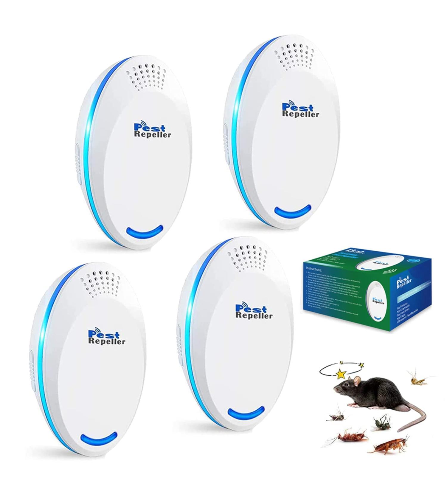 4-Pack Ultrasonic Pest Repeller for House - Electronic Mouse, Rodent, and Spider Repellent - Buy Online on SooperMarket.com