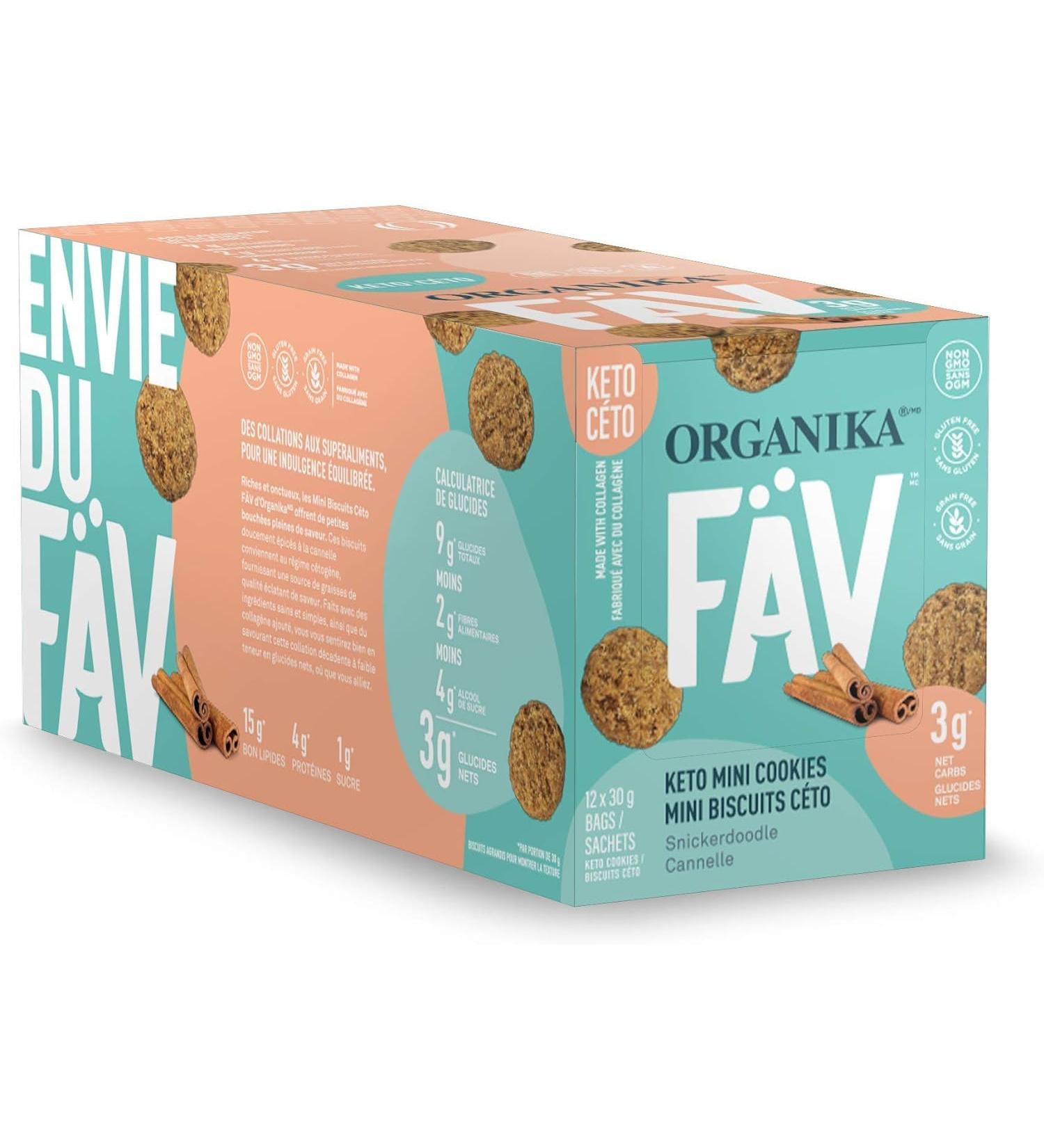Organika Fav Keto Mini Cookies - Snickerdoodle 30 G X 12 Sachets Snickerdoodle 30 g (Pack of 12) - Buy Online on SooperMarket.com