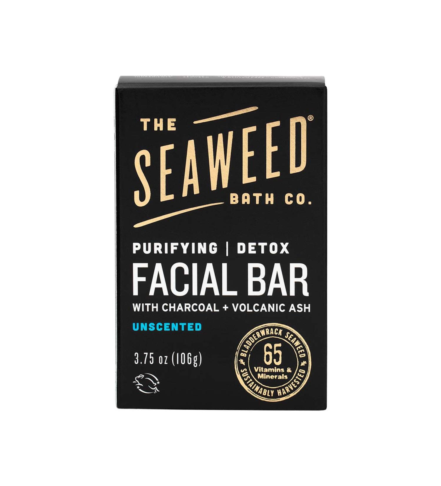 Seaweed Bath Co. Detox Facial Bar Soap - Unscented, Charcoal & Volcanic Ash, 3.75oz - Sulfate & Paraben Free - Buy Online on SooperMarket.com