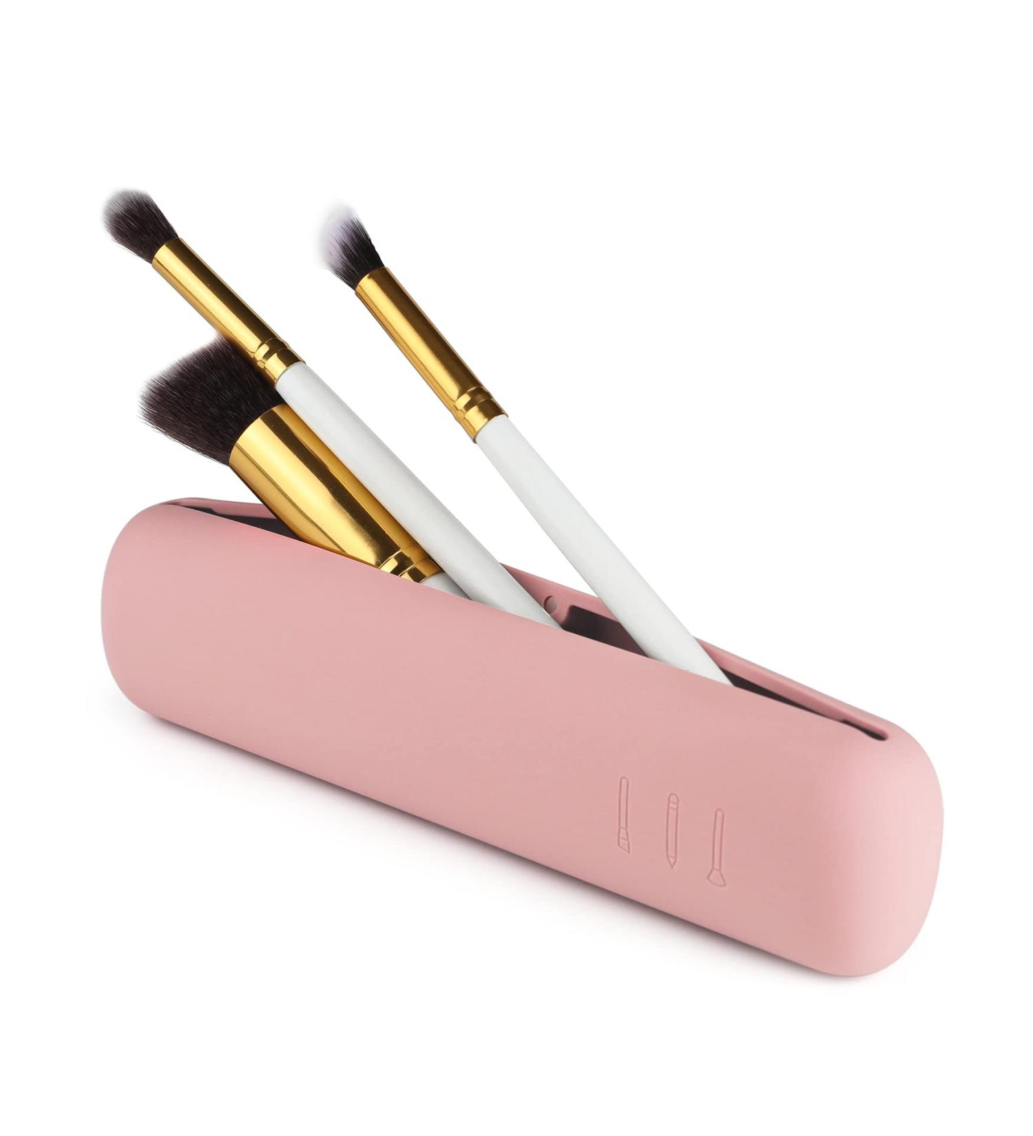 FERYES Magnetic Makeup Brush Holder - Portable Silicone Organizer for Travel | Soft Pink Cosmetic Storage - Buy Online on SooperMarket.com