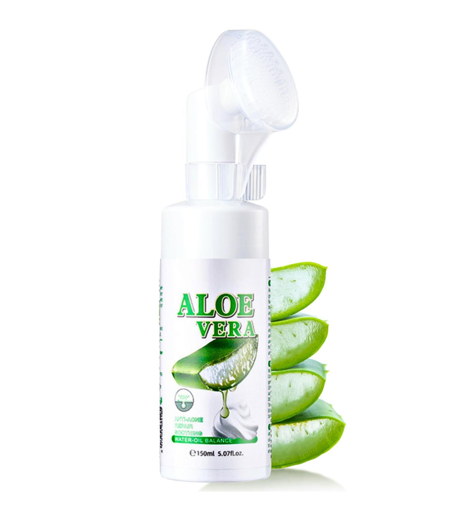 Trendyfave Aloe Vera Gel Foaming Cleanser Face Wash Natural Acne Face Wash Built-In Silicone Cleaning Brush For Acne Prone & Oily Skin Exfoliating Face Wash - Soothe Purify Facial Skin Care - Buy Online on SooperMarket.com