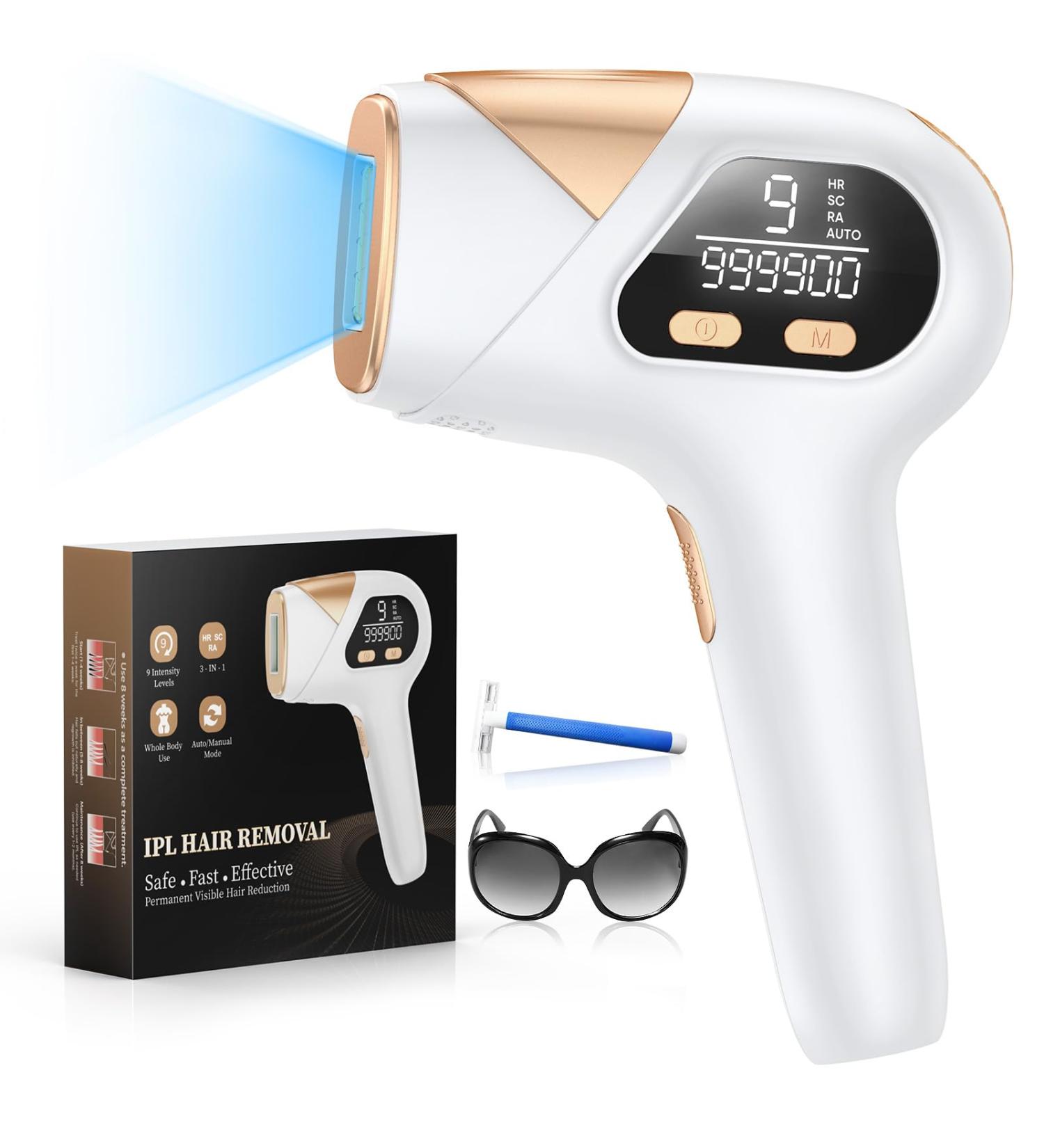 Buy Latest 3 in 1 IPL Hair Removal Device - 999 900 Pulses 9 Energy Levels Pain-Free | Best for Men & Women - Face Armpits Legs Body - Buy Online on SooperMarket.com