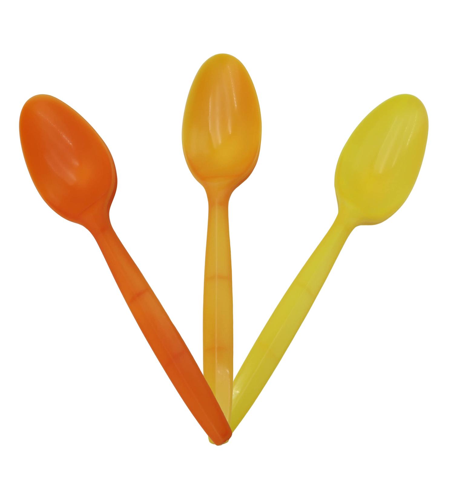 Color Changing Spoons That Change Colors When Cold in Bulk - Fun Ice Cream Spoons! (100 Yellow to Orange)