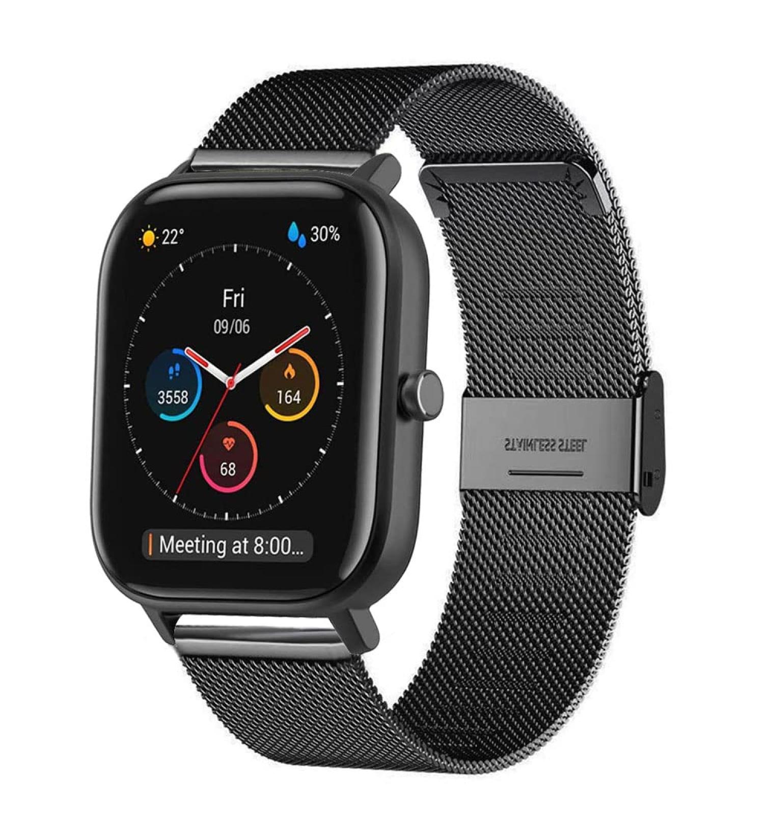 ViCRiOR Black Stainless Steel Mesh Band for Amazfit GTS/Bip - Quick Release Replacement Bracelet - Buy Online on SooperMarket.com