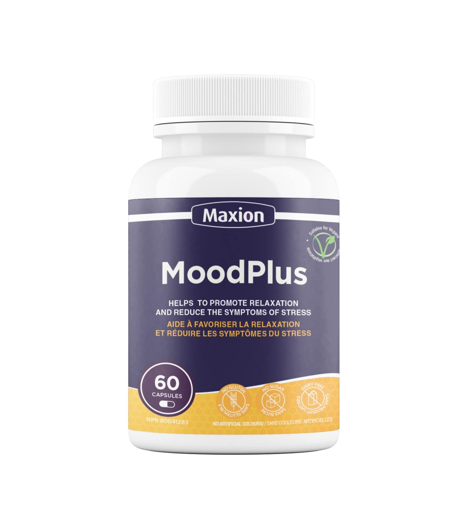 Maxion MoodPlus with Ashwagandha to Help Promote Relaxation and Reduce the Symptoms of Stress 60 Vegetable Capsules - Buy Online on SooperMarket.com