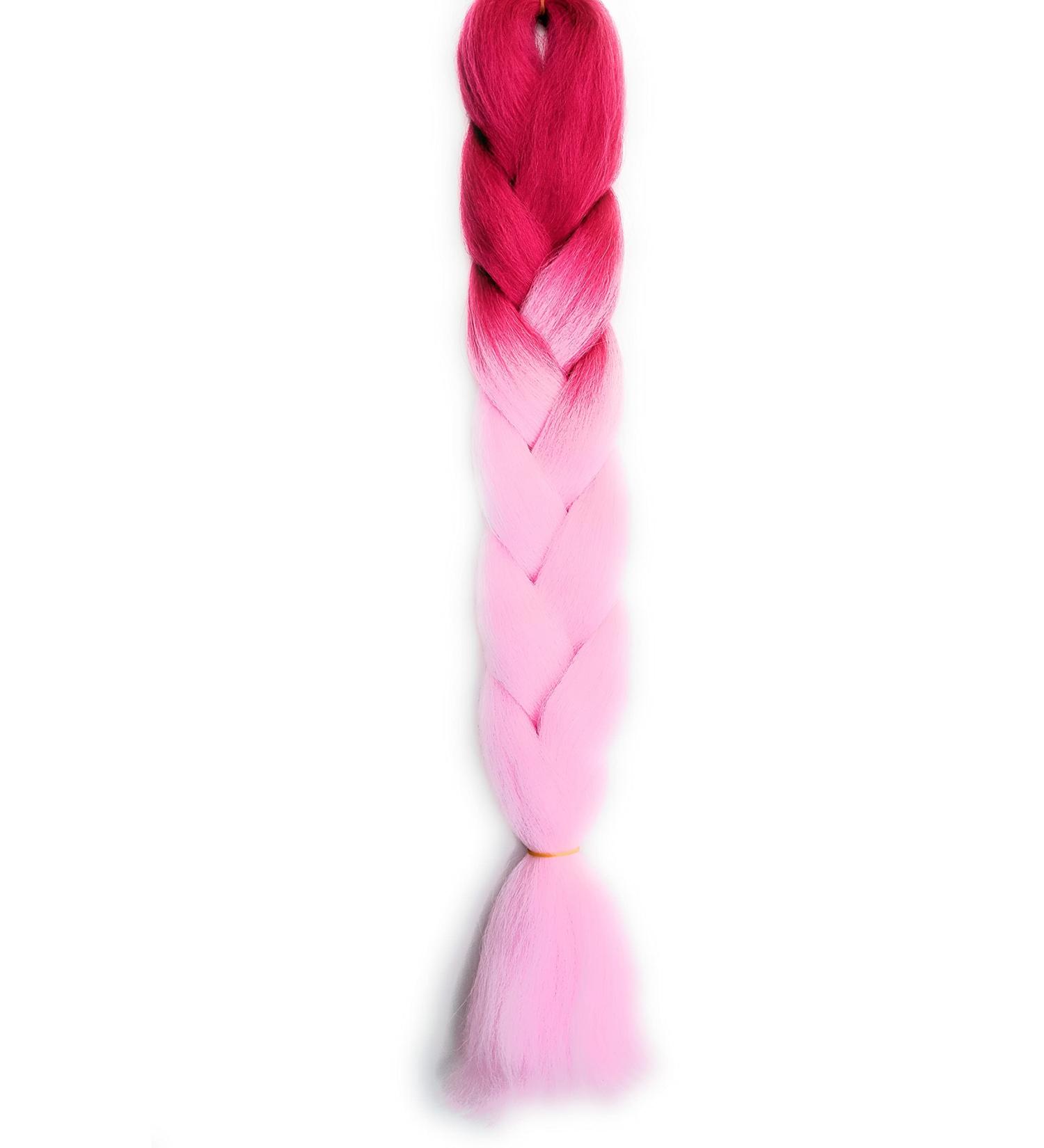 Ruech Synthetic Kanekalon Ombre Synthetic Braiding Hair Extensions 100g 24 Inch for Cornrows Crochet Braid and Twist (Rose Pink To Light Pink)
