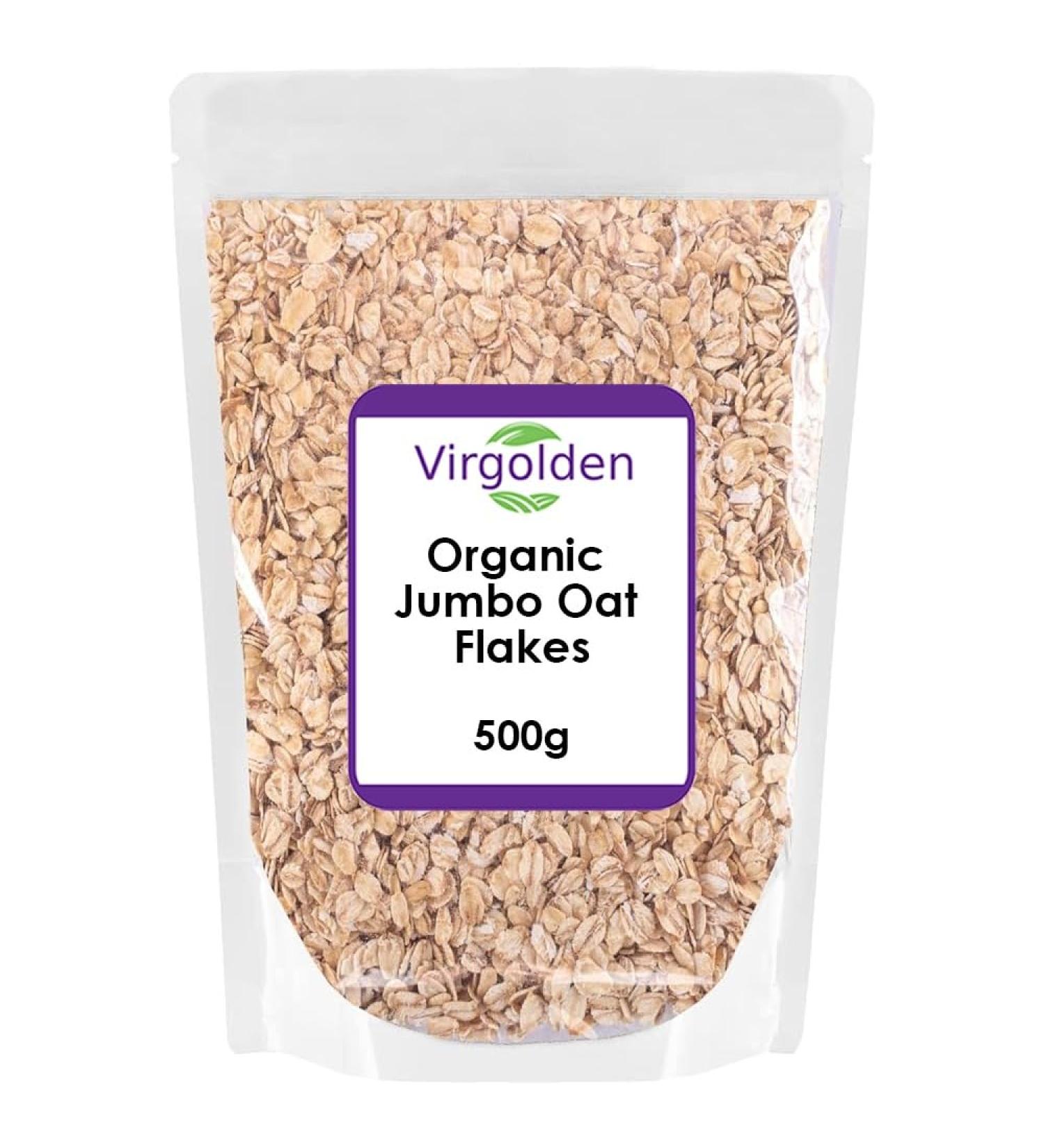 Organic Jumbo Oat Flakes 500g by Virgolden Organic - Buy Online on SooperMarket.com